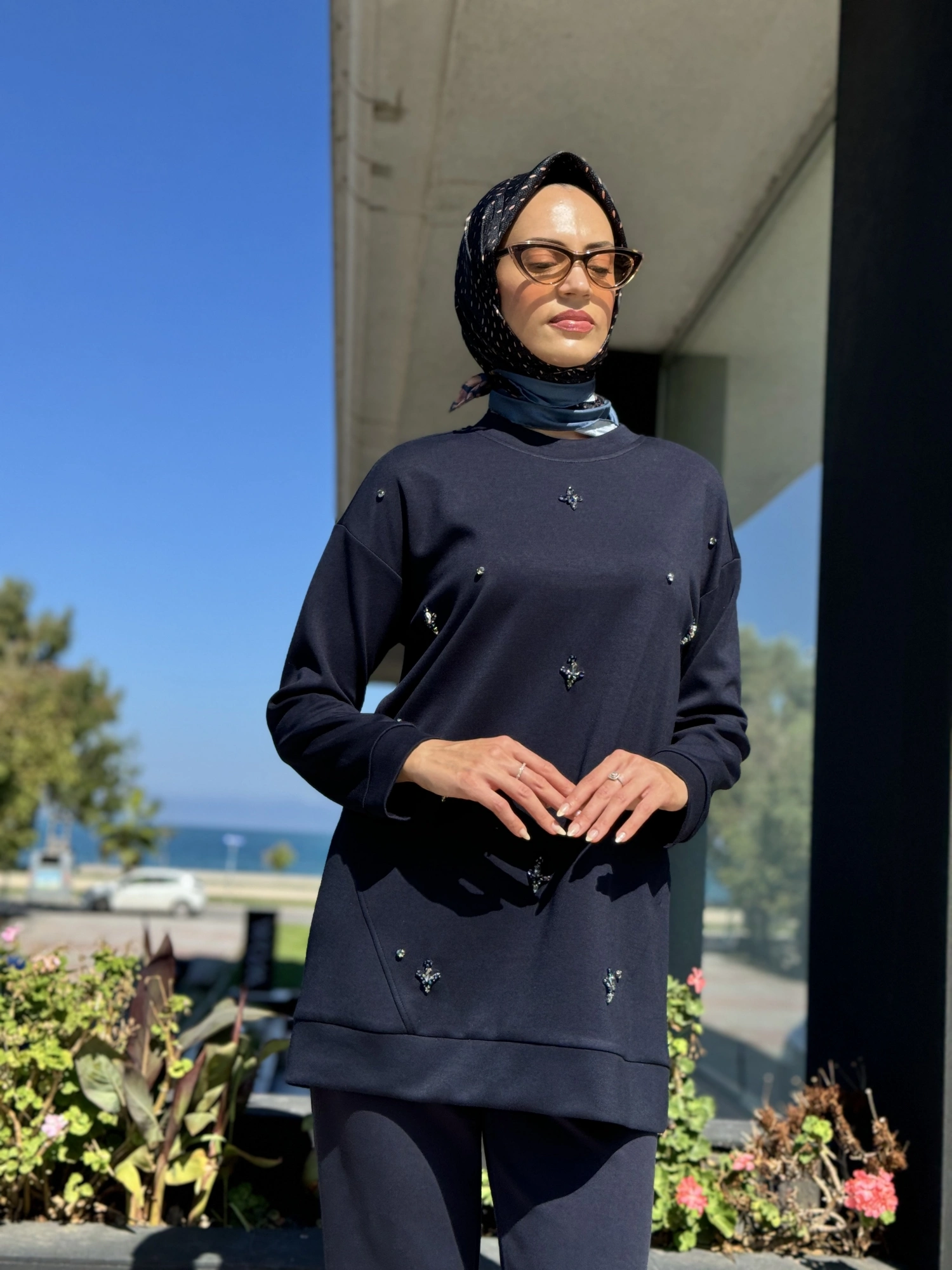 Tığ Triko Taş İşlemeli Spor Tunik TKM1971