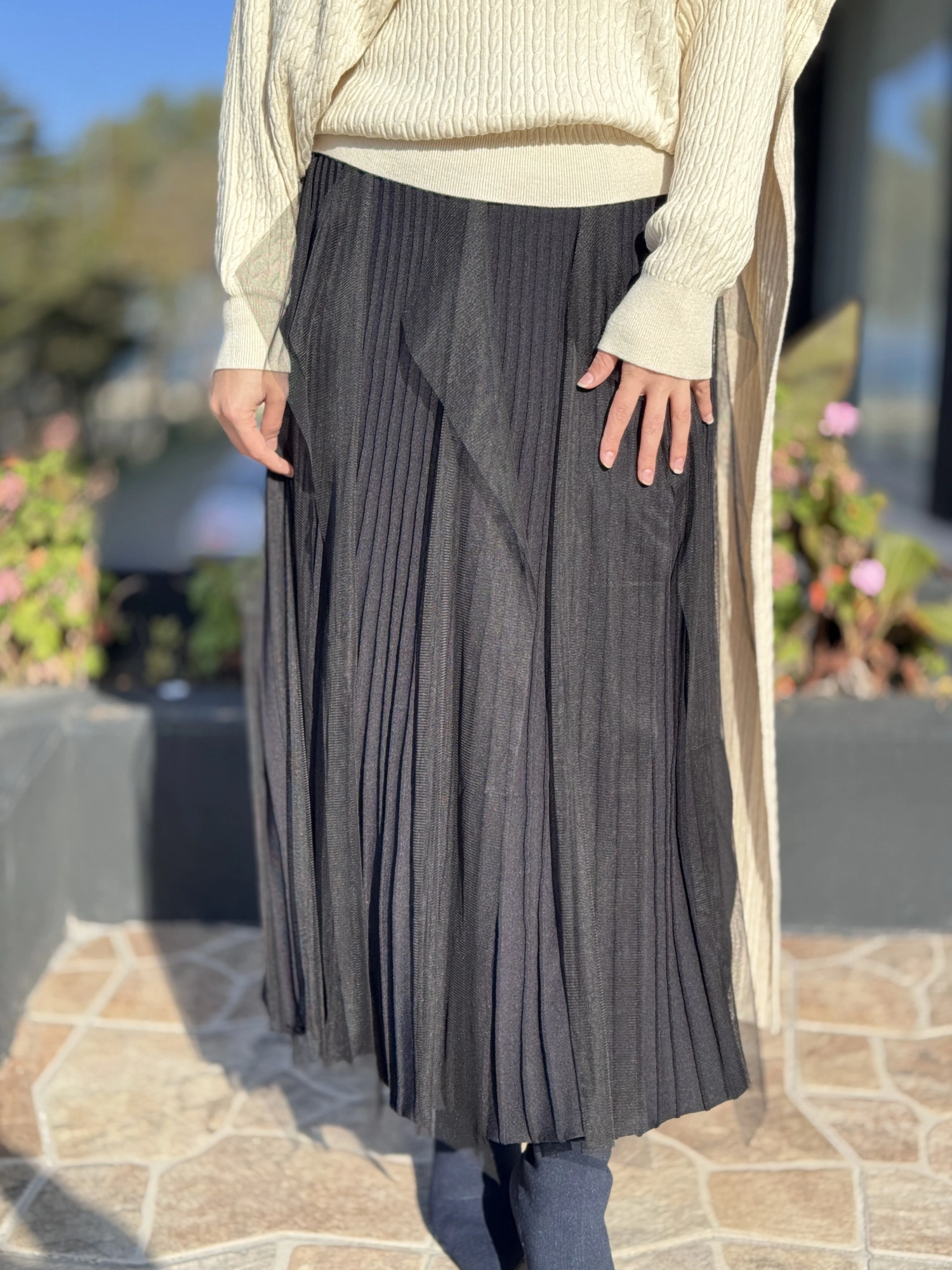 Tığ Triko Tül Detaylı Rayon Etek ETK21979