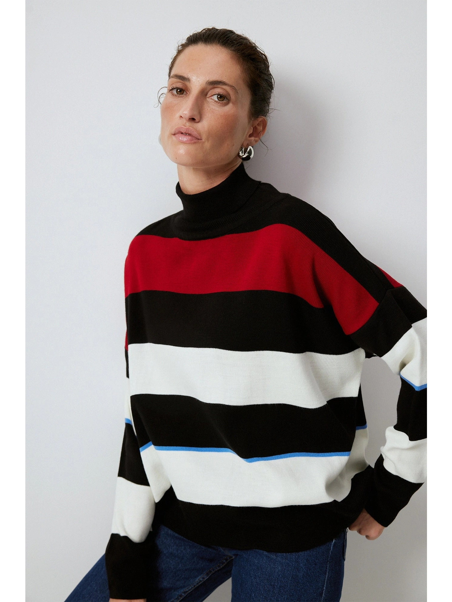 Touche Boğazlı Çizgili Kazak 23F1XD106