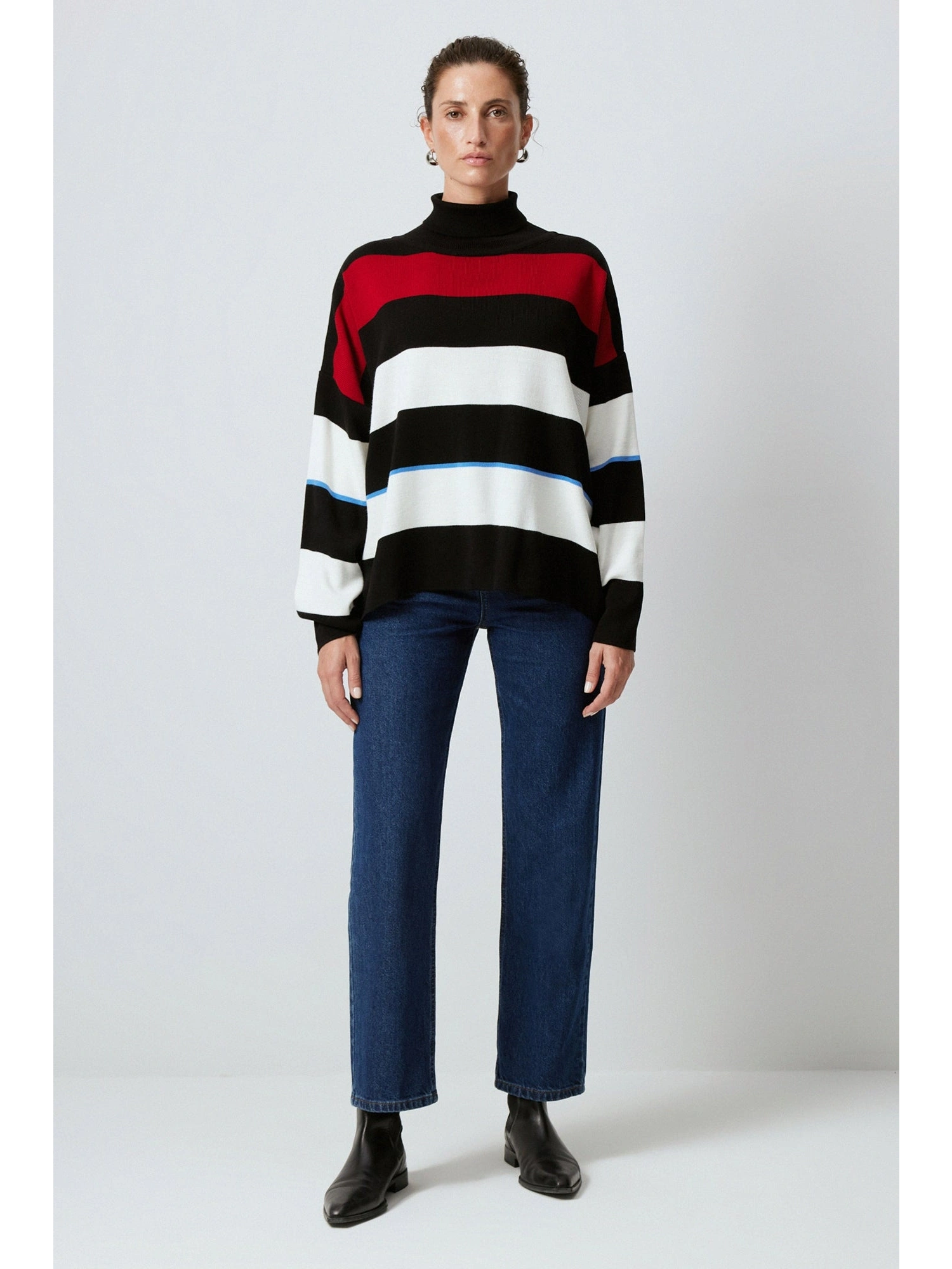 Touche Boğazlı Çizgili Kazak 23F1XD106