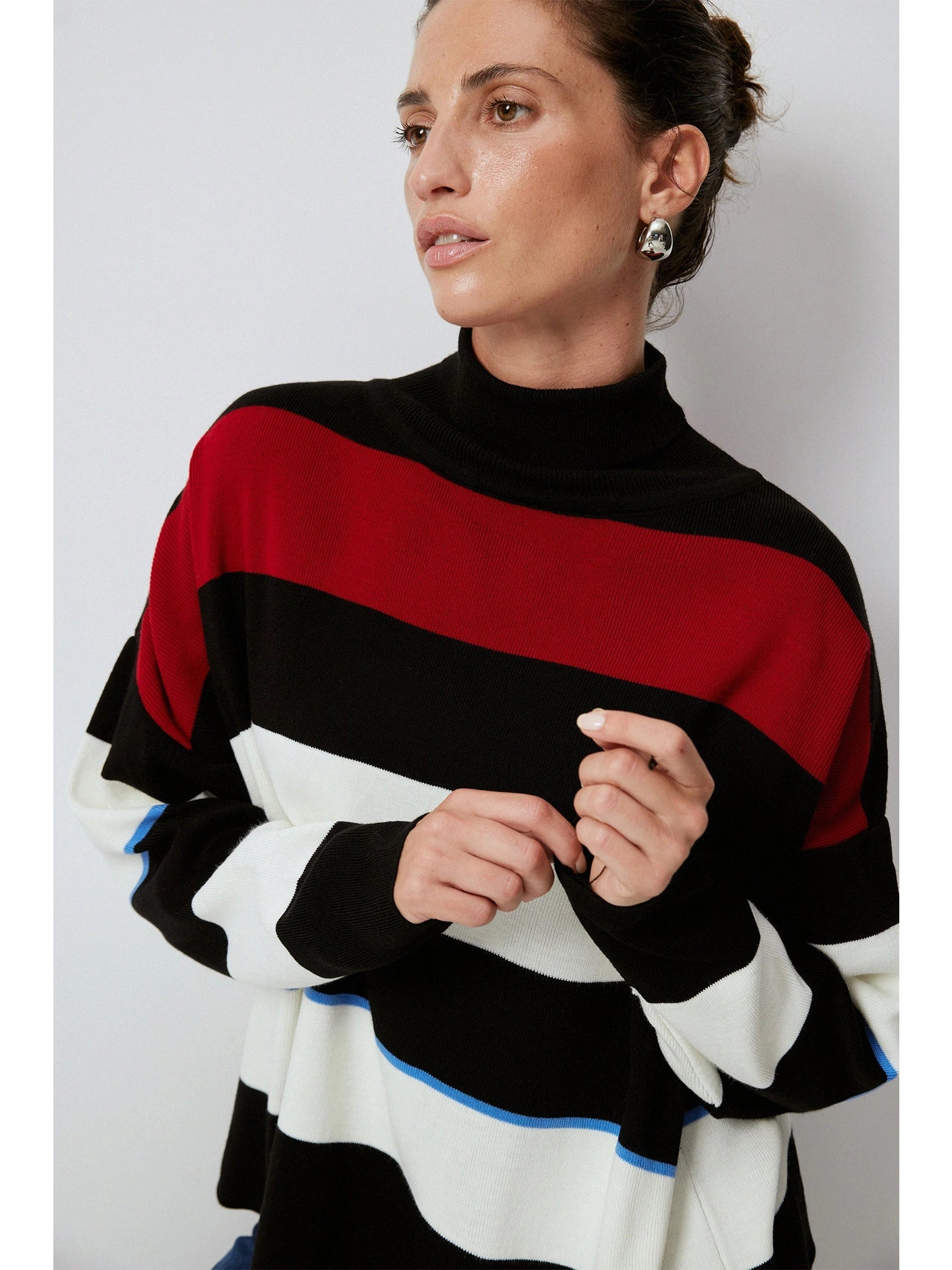 Touche Boğazlı Çizgili Kazak 23F1XD106