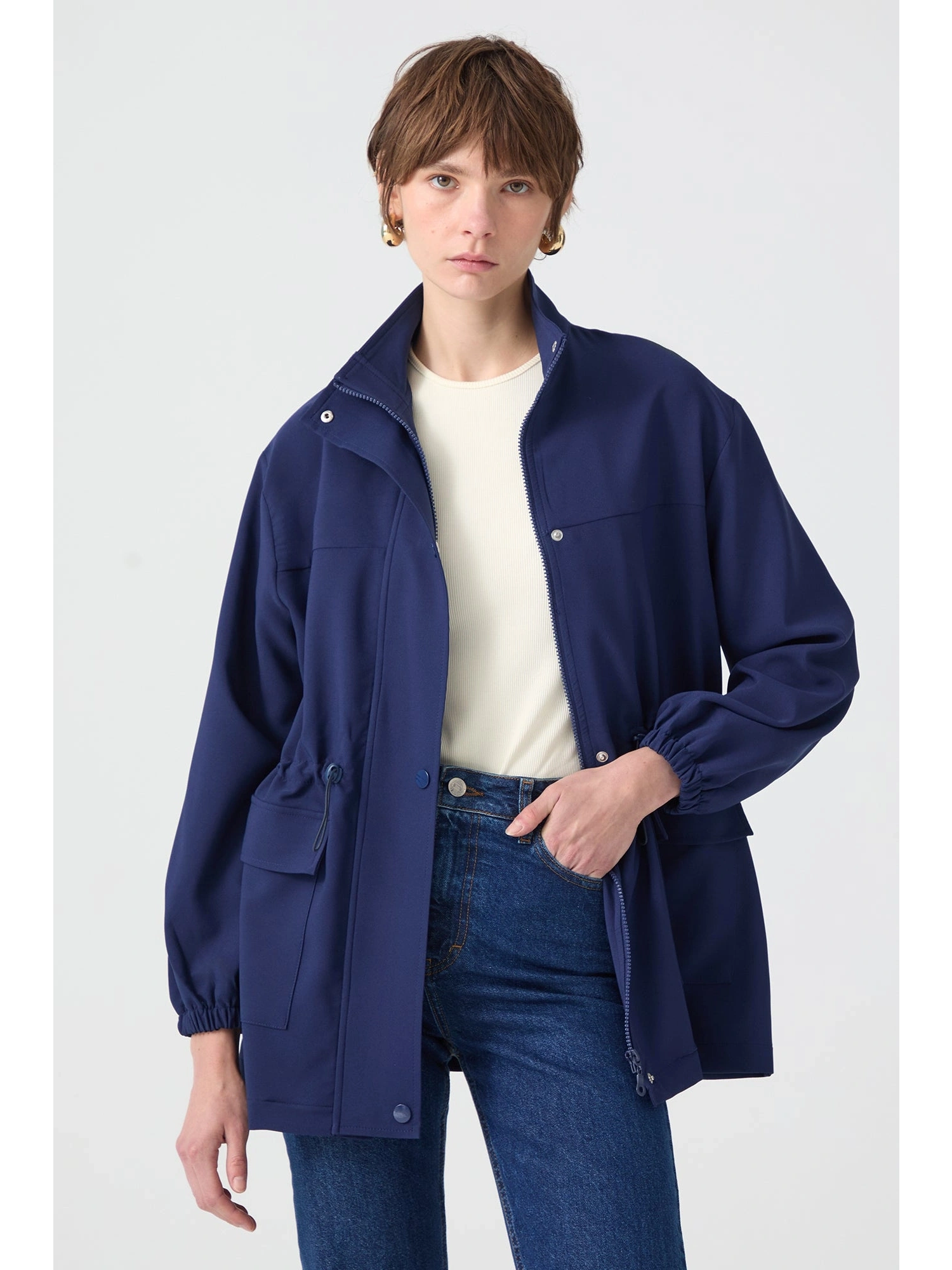 Touche Dik Yaka Krep Ceket 24Y1FT141