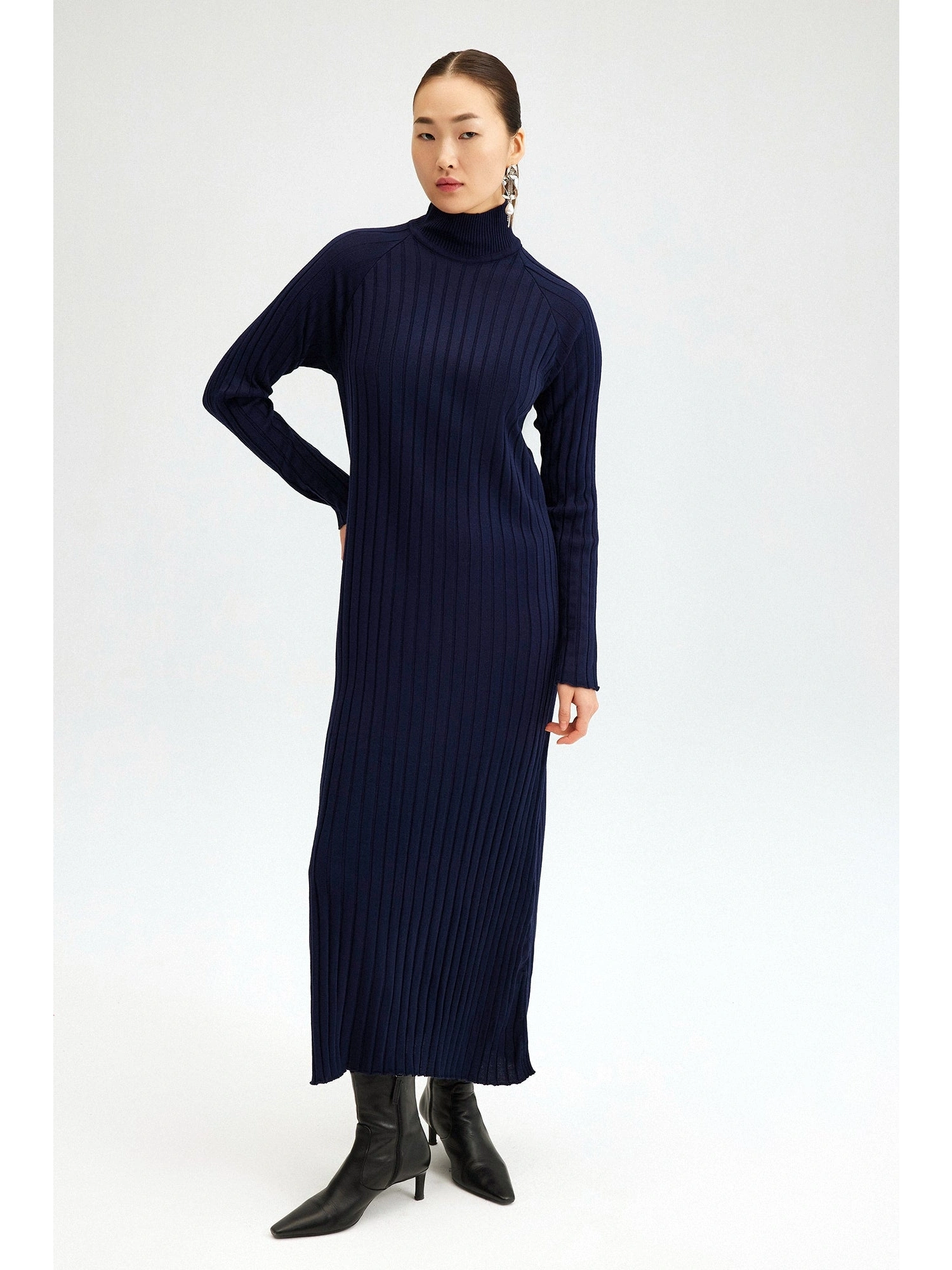 Touche Fitilli Dik Yaka Triko Elbise 23F1XD80