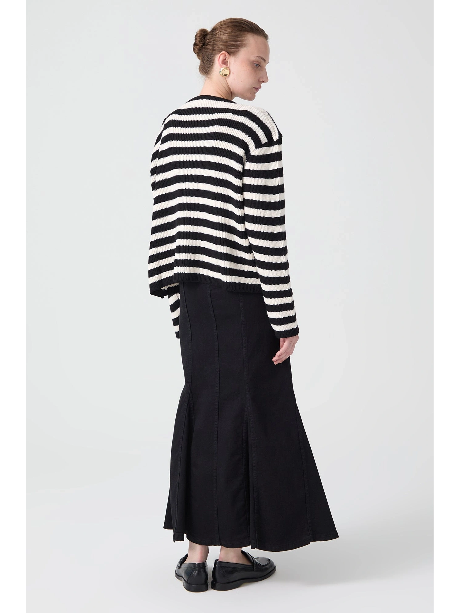 Touche Gold Düğmeli Çizgili Kısa Hırka 24F1XD025