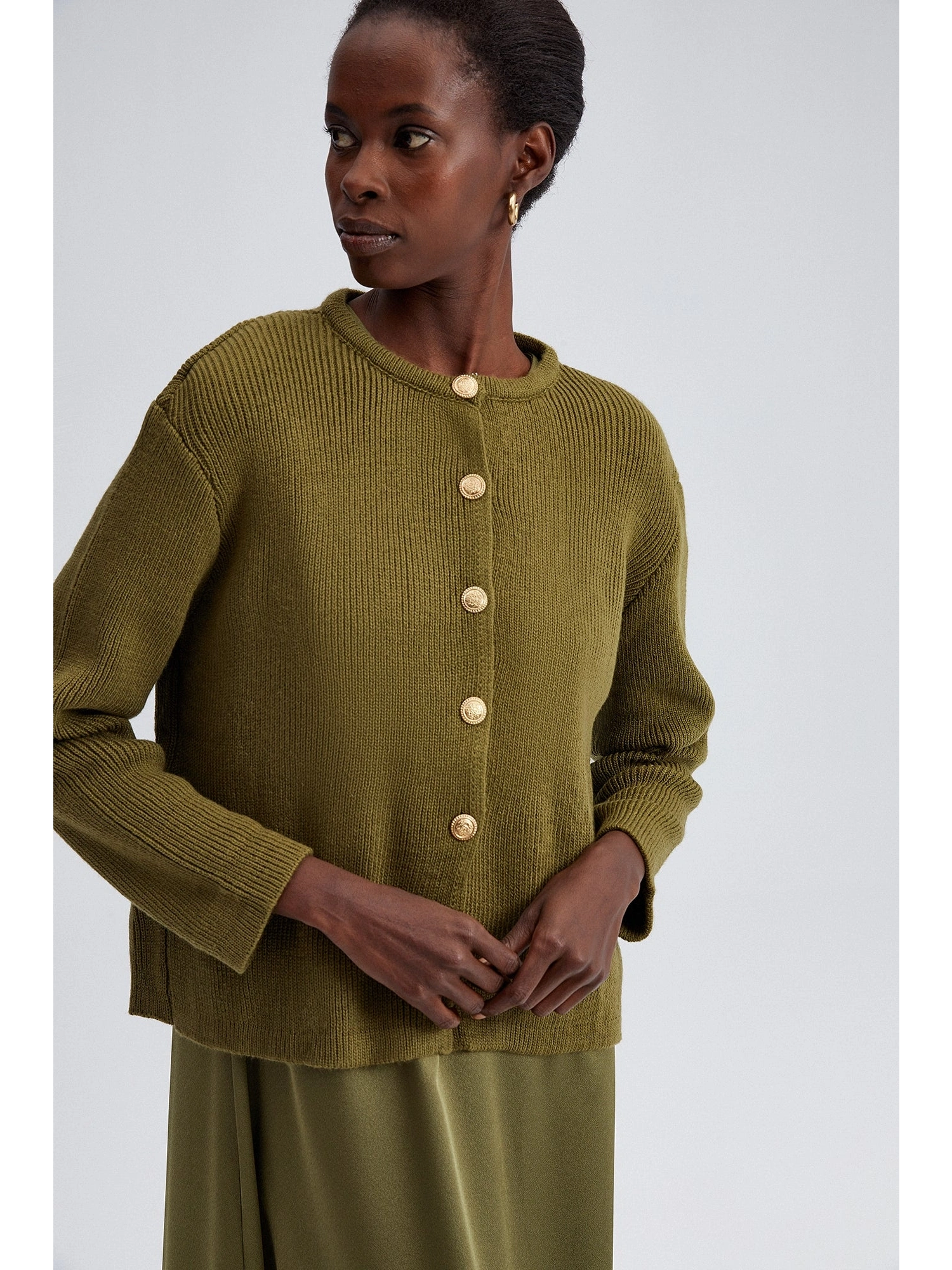 Touche Gold Düğmeli Kısa Triko Hırka 23F1R0059