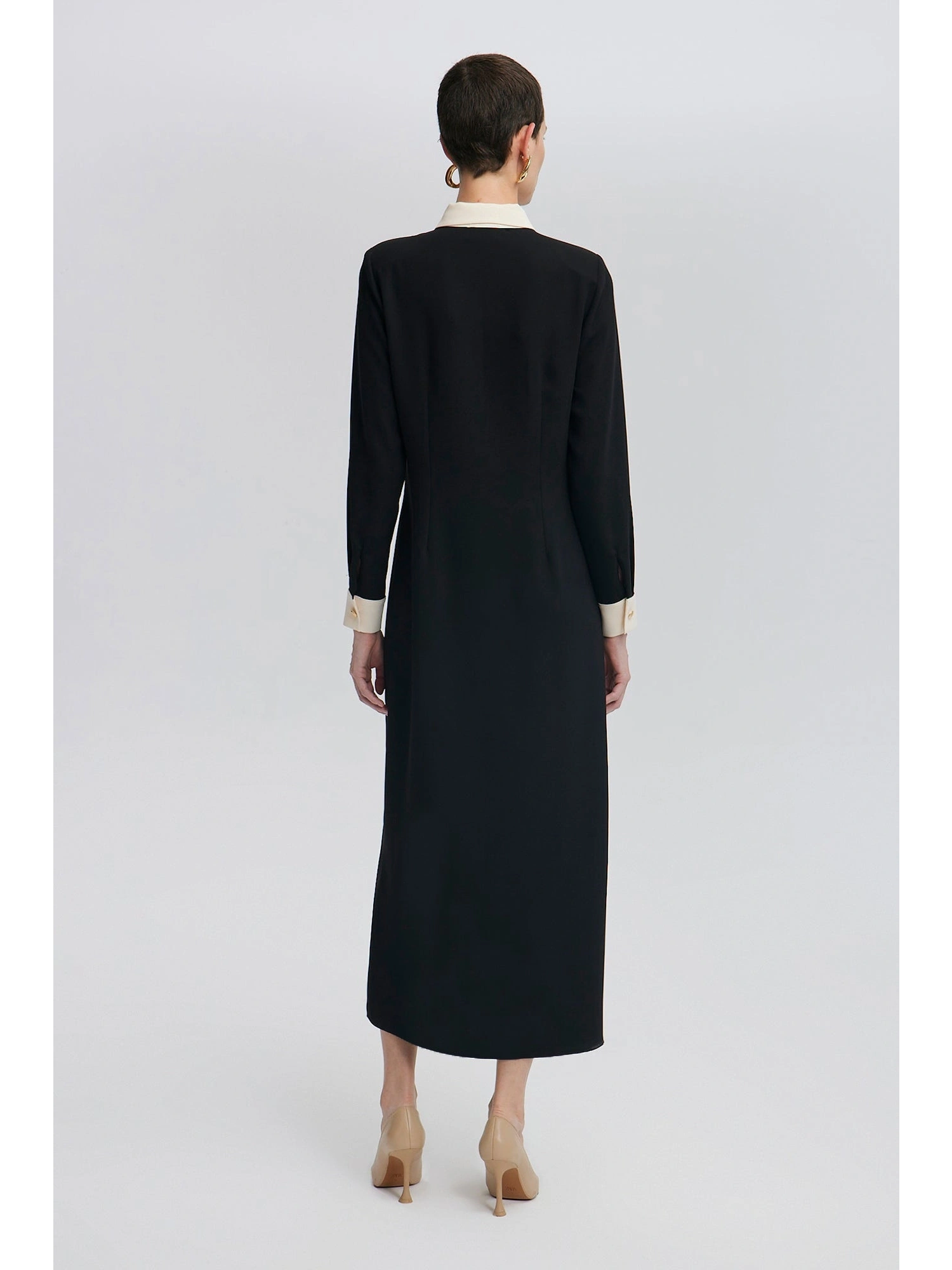 Touche Gold Düğmeli Krep Elbise 24F1T0021