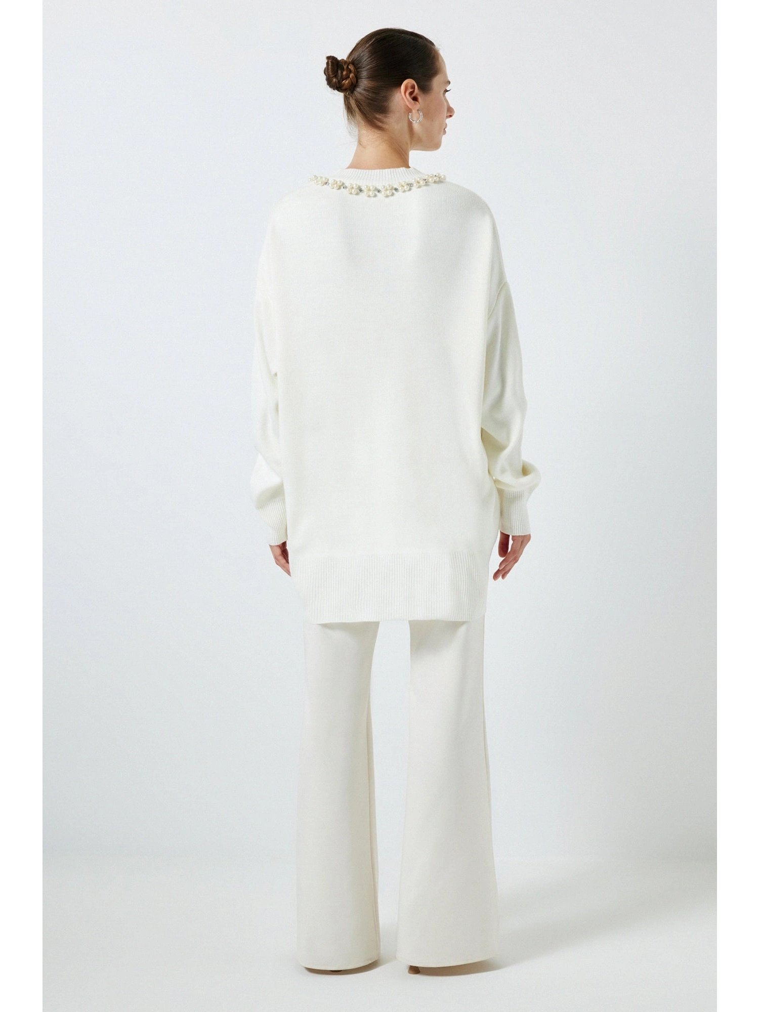 Touche Yakası İncili Triko Kazak 24F1XD053