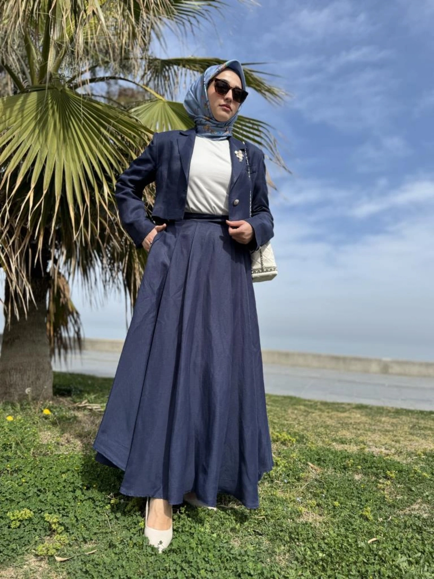 Vuu Crop Ceket Kloş Etek Takım 25SSV3014