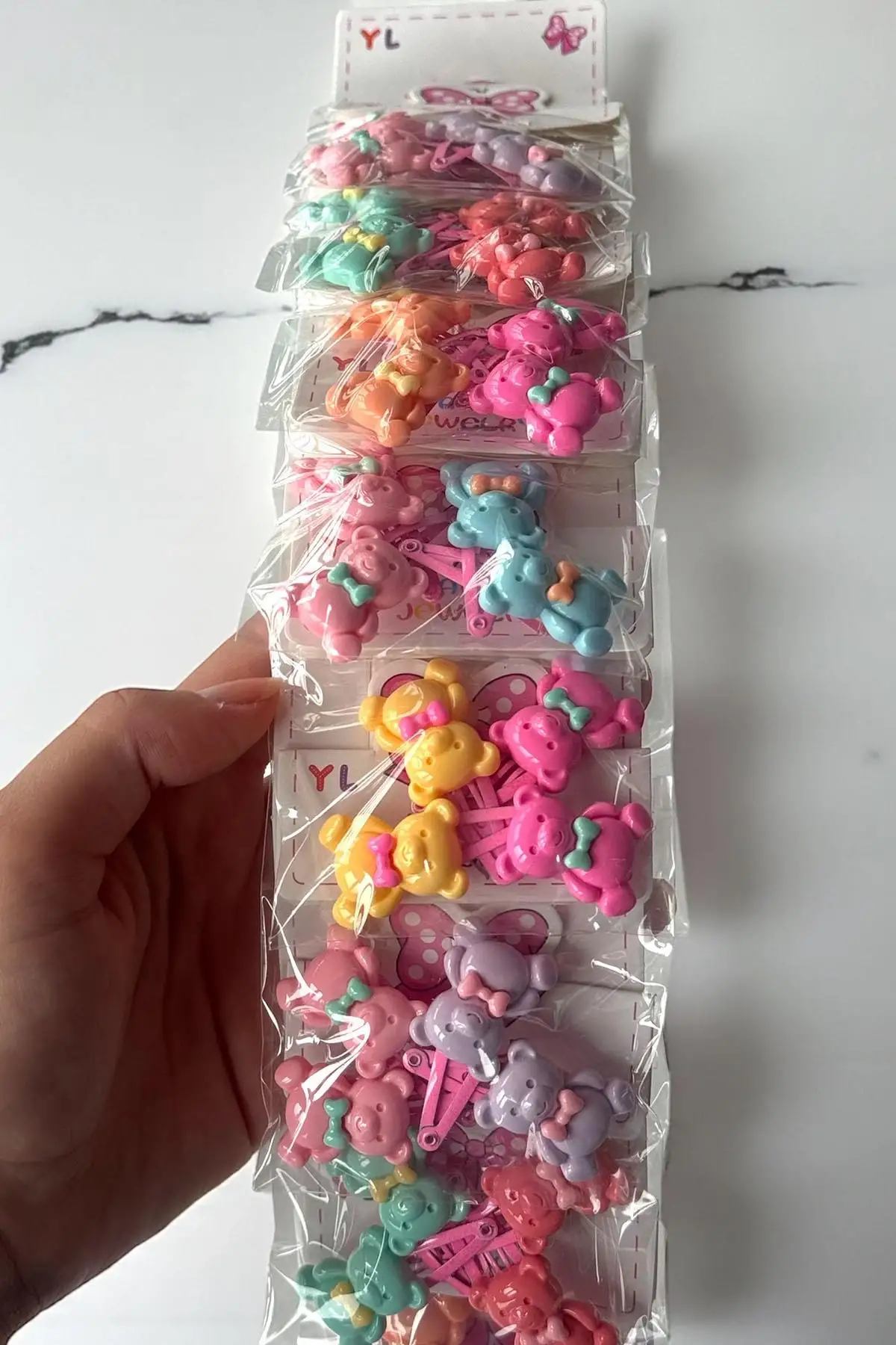 10lu Karışık Renk Ayıcık Figürlü Yan Toka Set