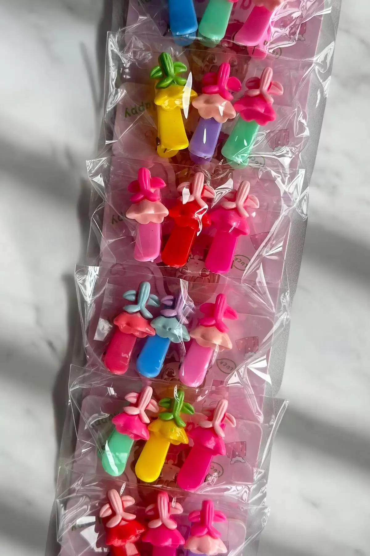 10lu Karışık Renk Çiçek Figürlü Yan Toka Set