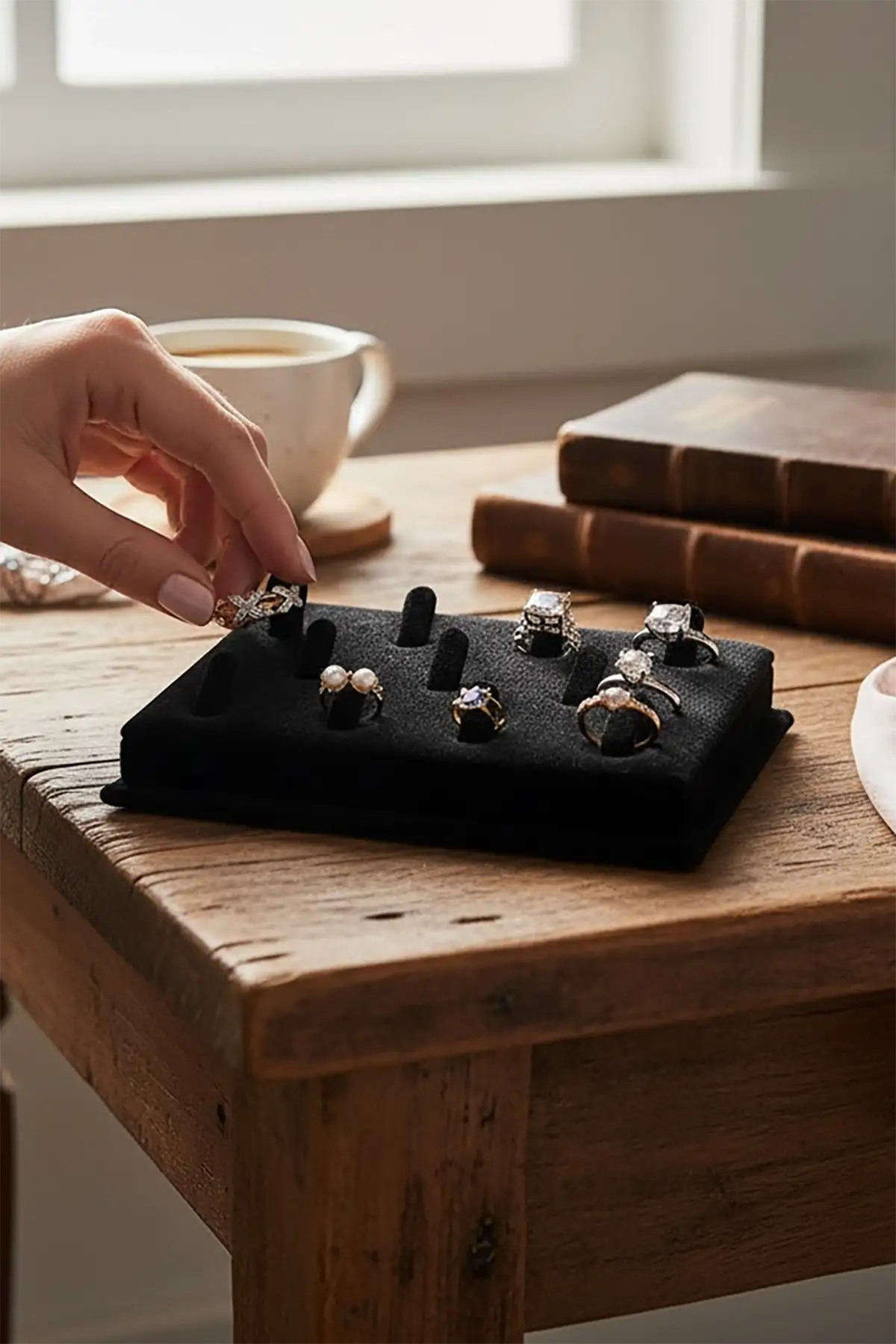 11li Siyah Renk Takı / Yüzük Organizeri