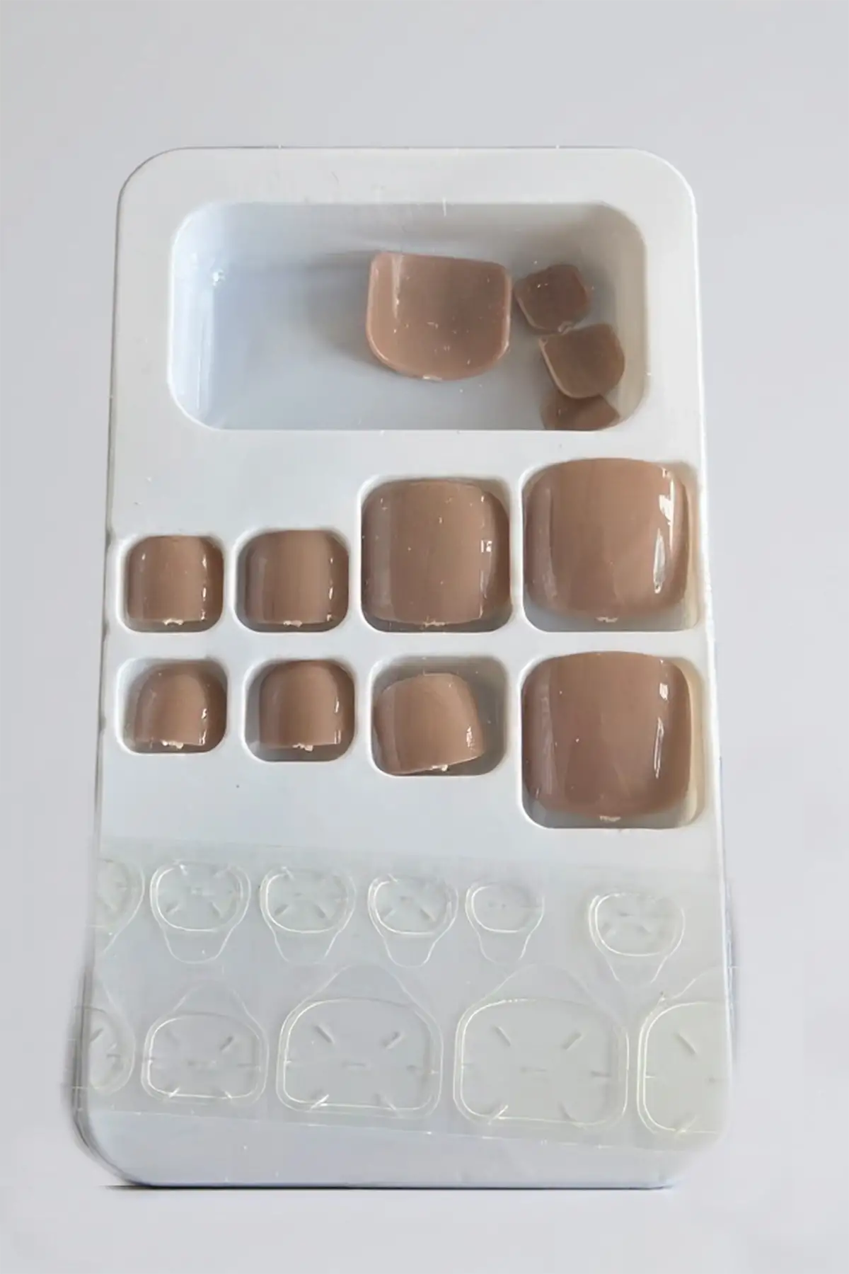 12li Açık Kahve Renk Ayak Takma Tırnak (Yapıştırıcılı)