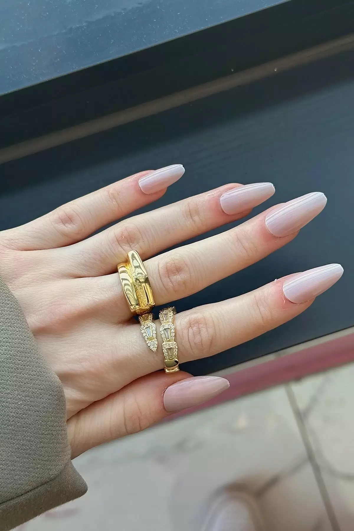 12li Açık Pembe Renk Jel Görünümlü Takma Tırnak Set (Yapıştırıcılı)