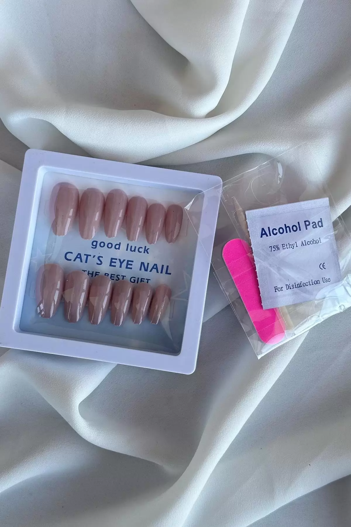 12li Açık Pembe Renk Jel Görünümlü Takma Tırnak Set (Yapıştırıcılı)