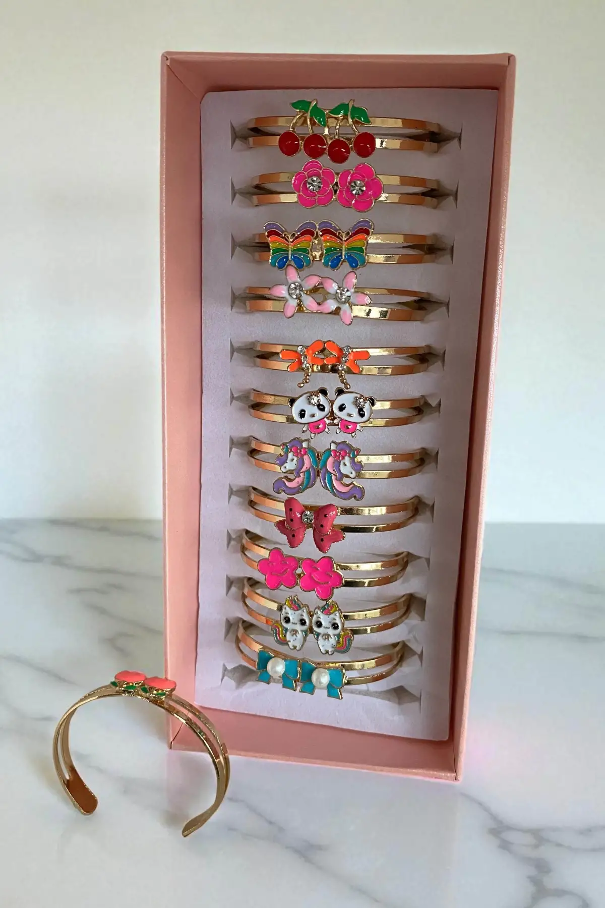 12li Altın Renk Karışık Figürlü Çocuk Bileklik Set