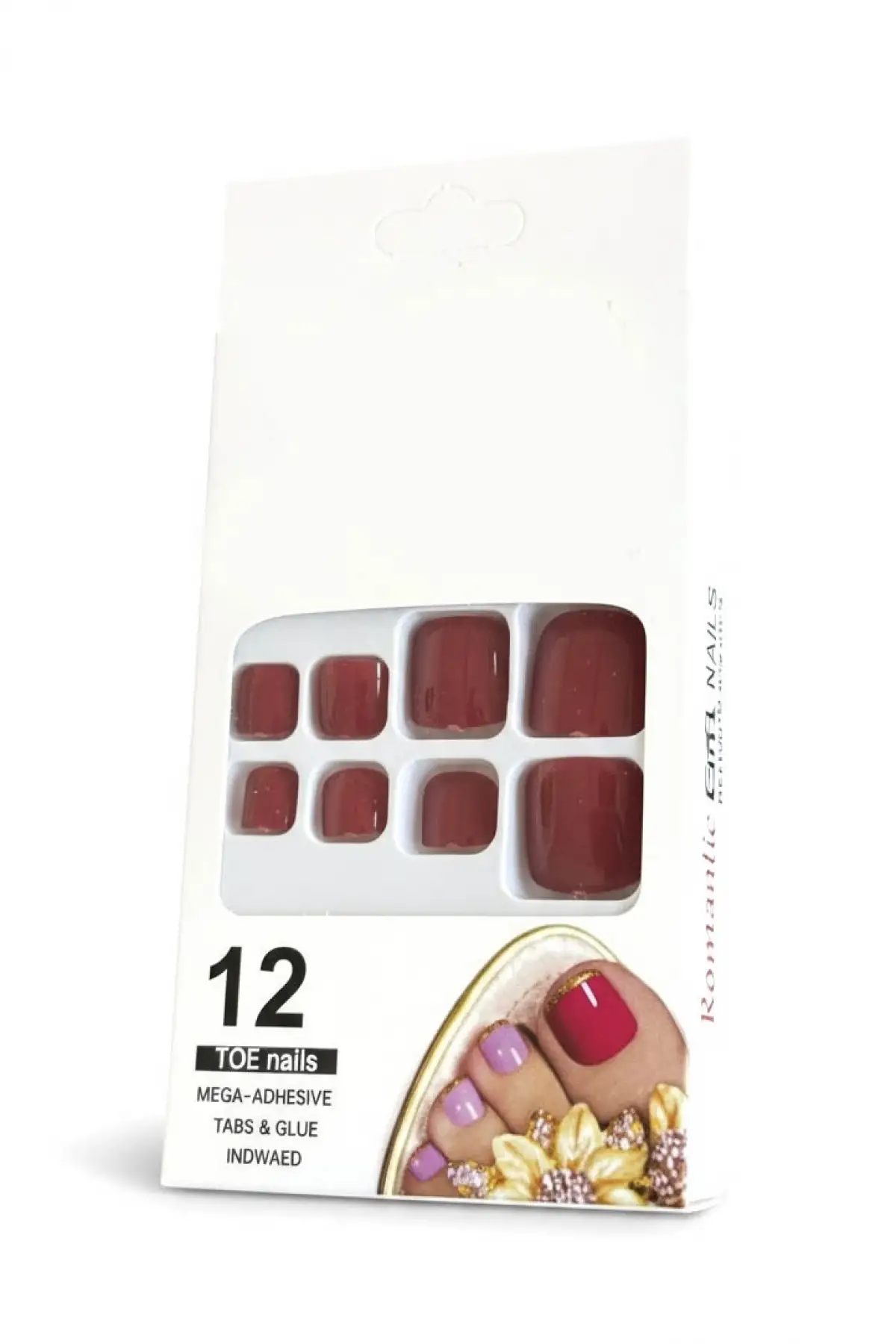 12li Bordo Renk Takma Tırnak Set (Yapıştırıcılı)