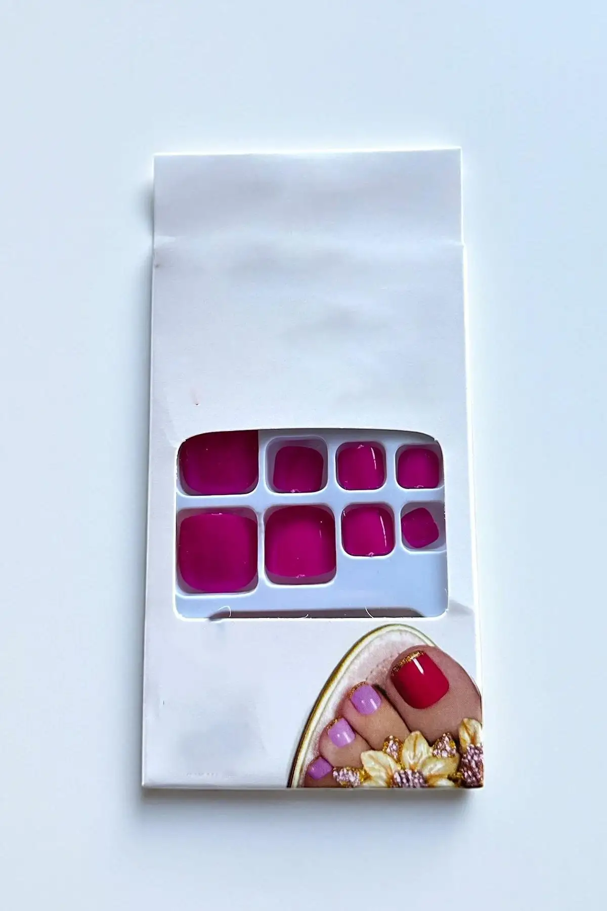 12li Fuşya Renk Ayak Takma Tırnak