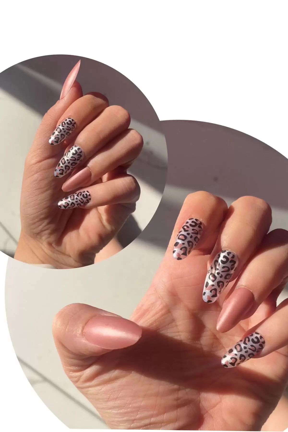 12li Kahve Renk Leopar Nail Art Figürlü Takma Tırnak Seti (Yapıştırıcılı)