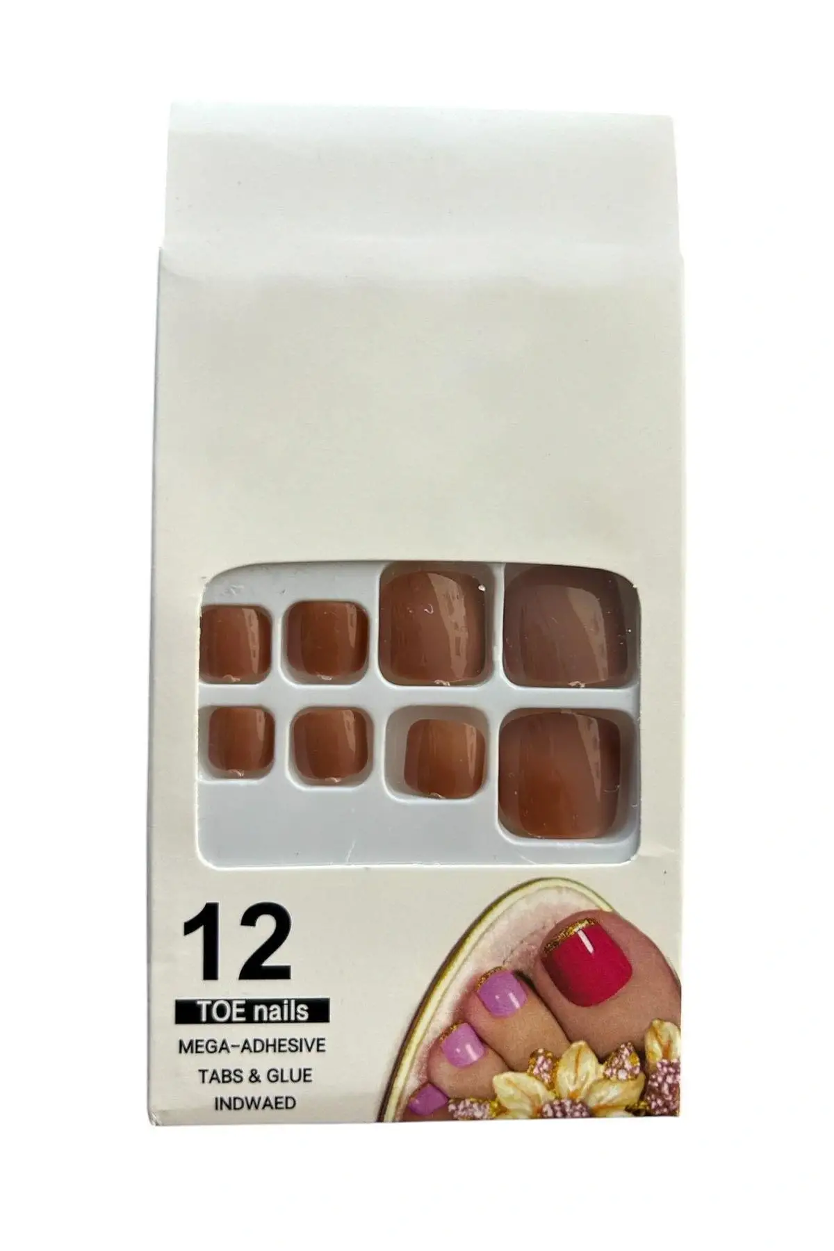 12li Kahve Renk Takma Tırnak Set (Yapıştırıcılı)