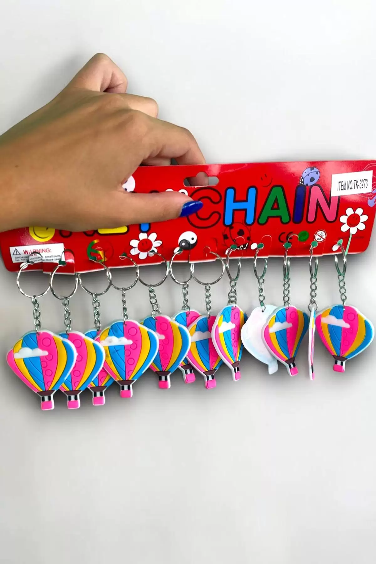 12li Karışık Renk Balon Figürlü Anahtarlık Set