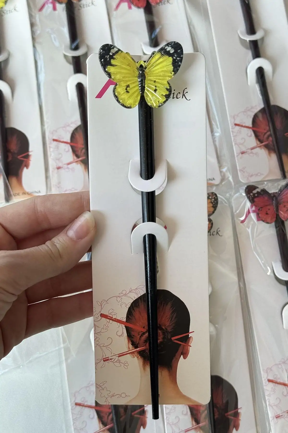 12li Karışık Renk Kelebek Figürlü Topuz Kalemi/ Tokası Set