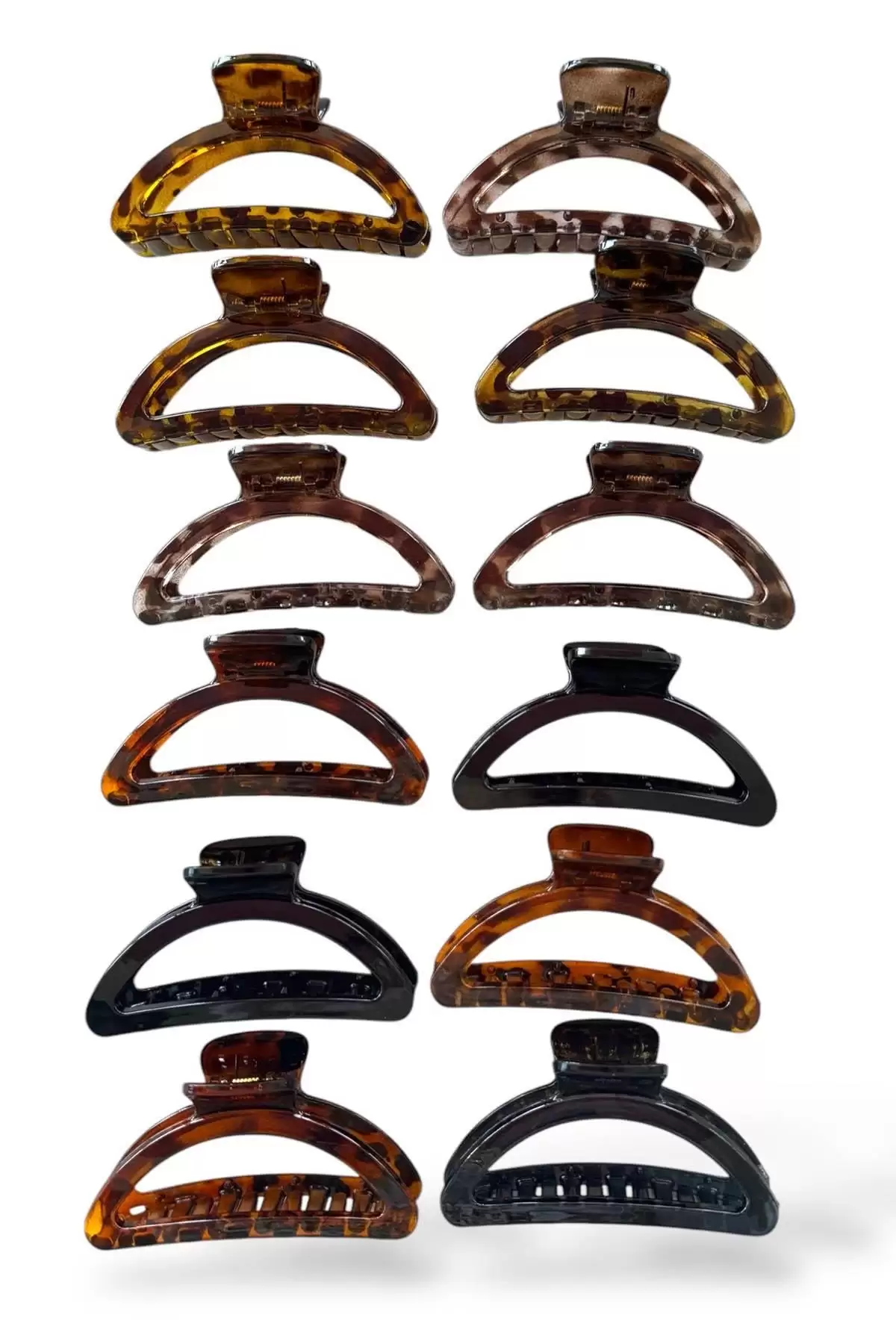 12li Karışık Renk Leopar Desenli Mandal Toka Set