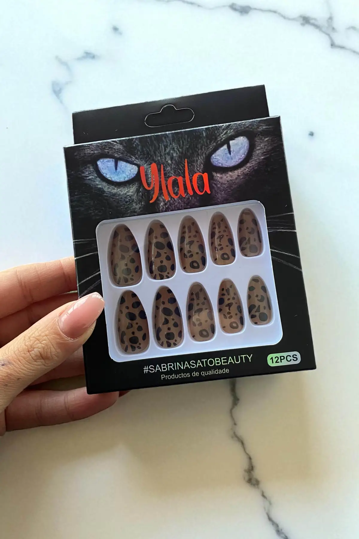 12li Karışık Renk Leopar Desenli Takma Tırnak Set