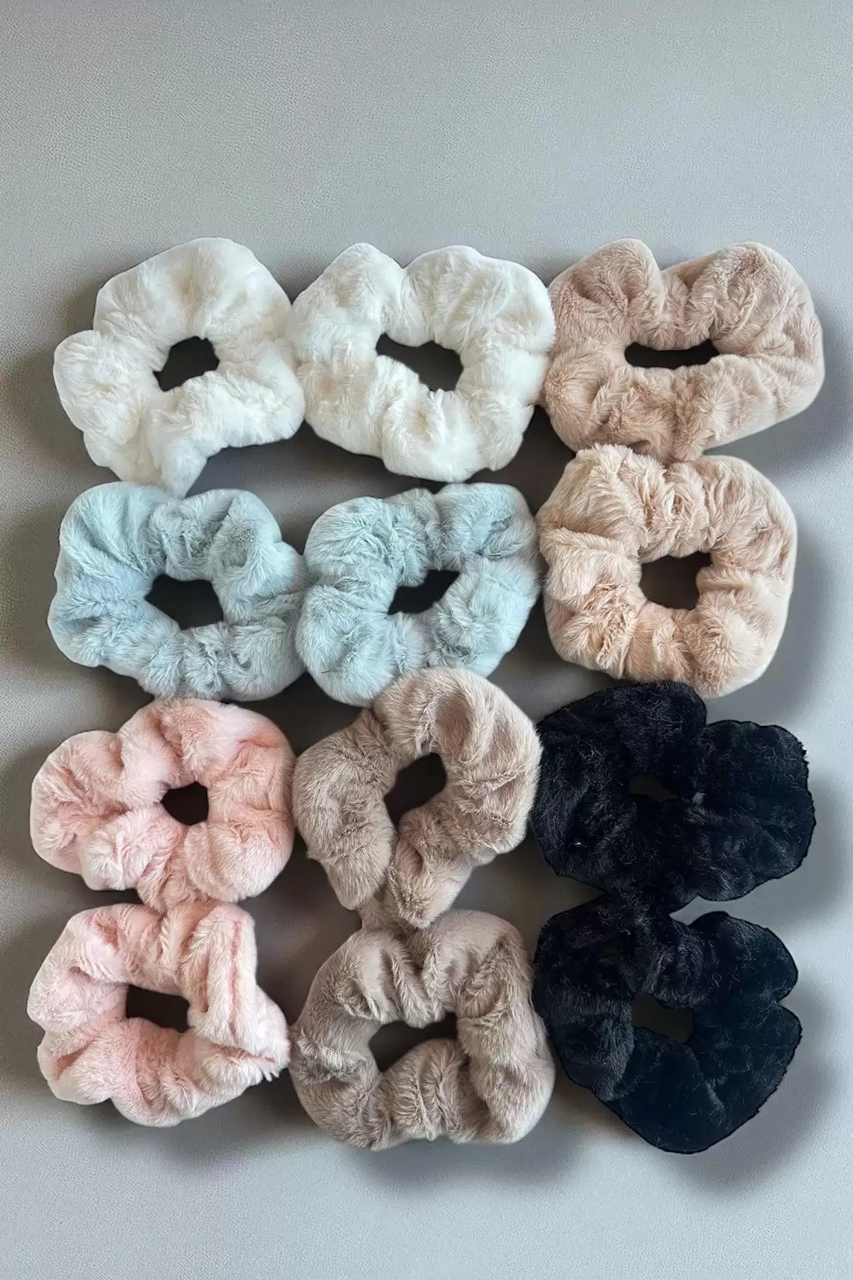 12li Karışık Renk Peluş Simit Toka Set