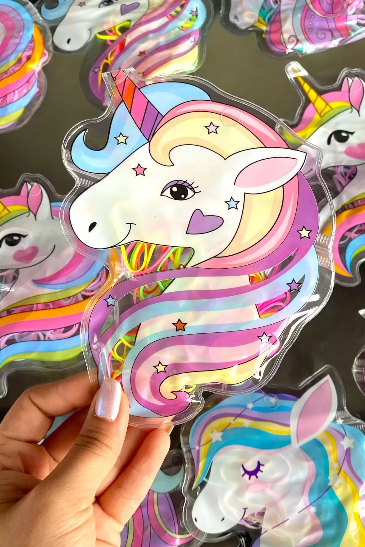 12li Karışık Renk Unicorn Figürlü Lastik Toka Set