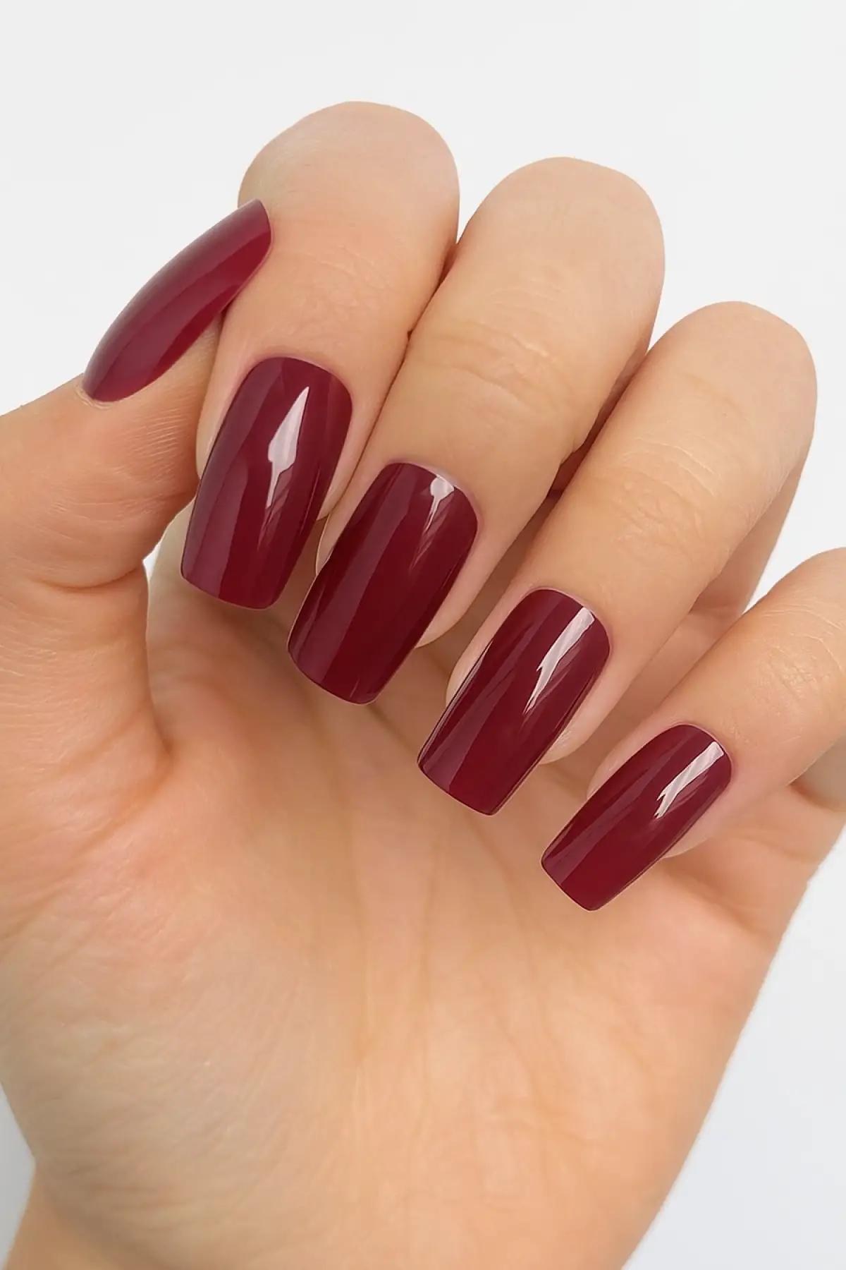 12li Kırmızı Renk Kedi Gözü Yansımal Takma Tırnak Set (Yapıştırıcılı)