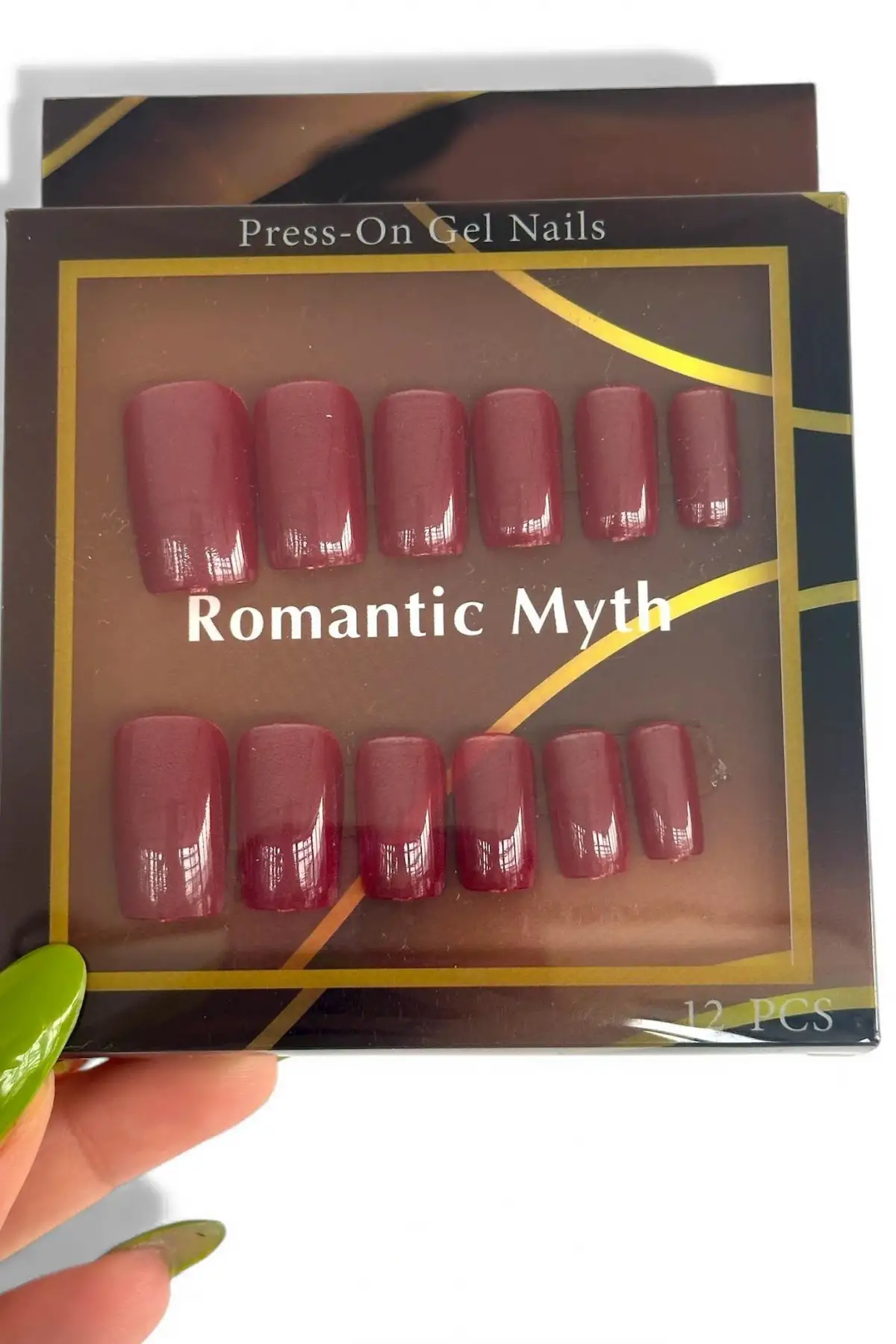 12li Kırmızı Renk Kedi Gözü Yansımal Takma Tırnak Set (Yapıştırıcılı)