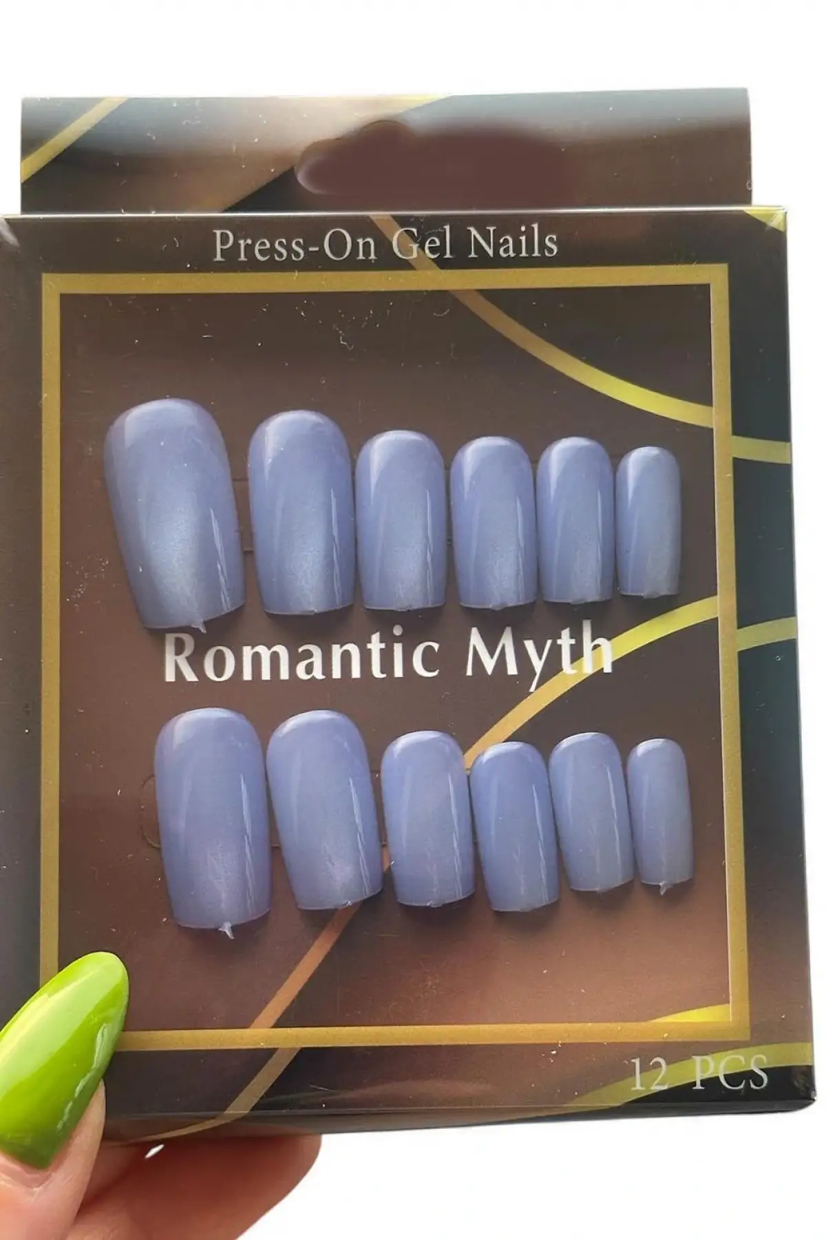 12li Koyu Mavi Renk Kedi Gözü Yansımal Takma Tırnak Set (Yapıştırıcılı)