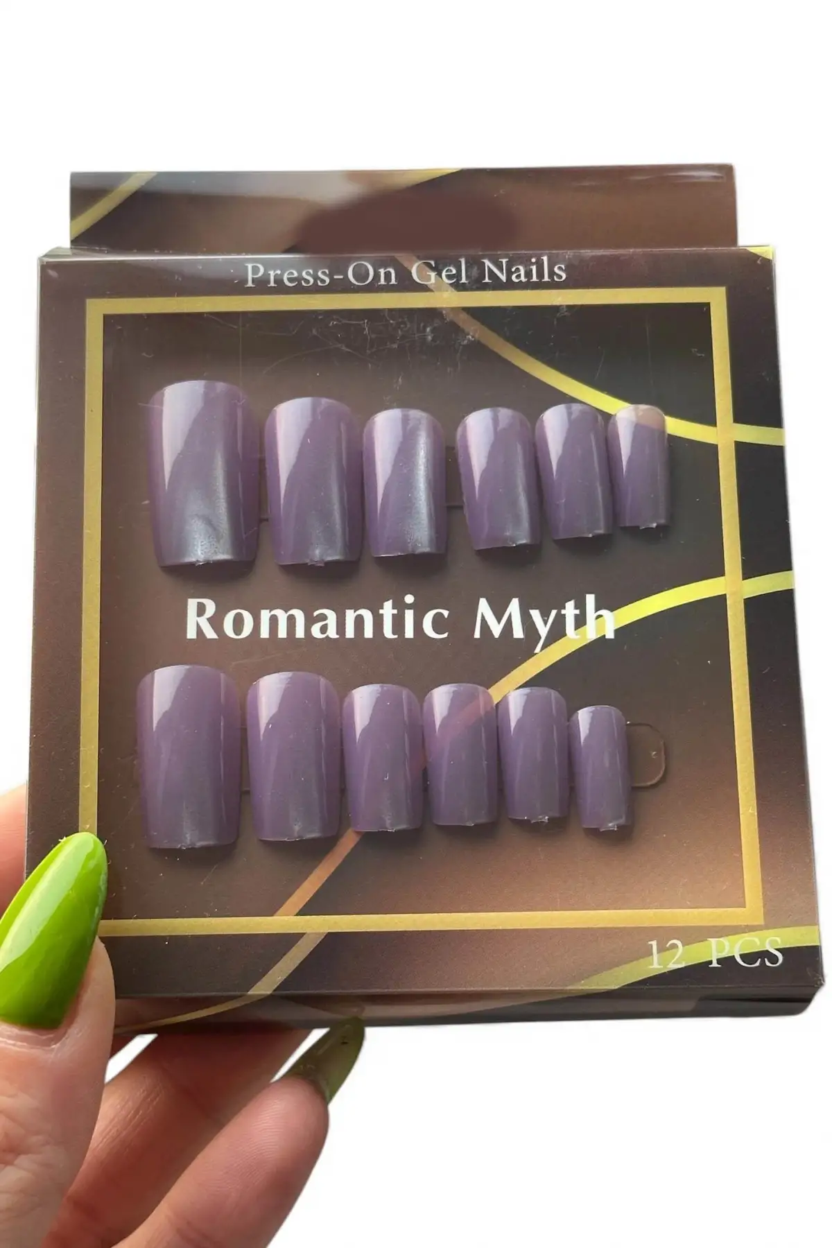 12li Lila Renk Kedi Gözü Yansımal Takma Tırnak Set (Yapıştırıcılı)