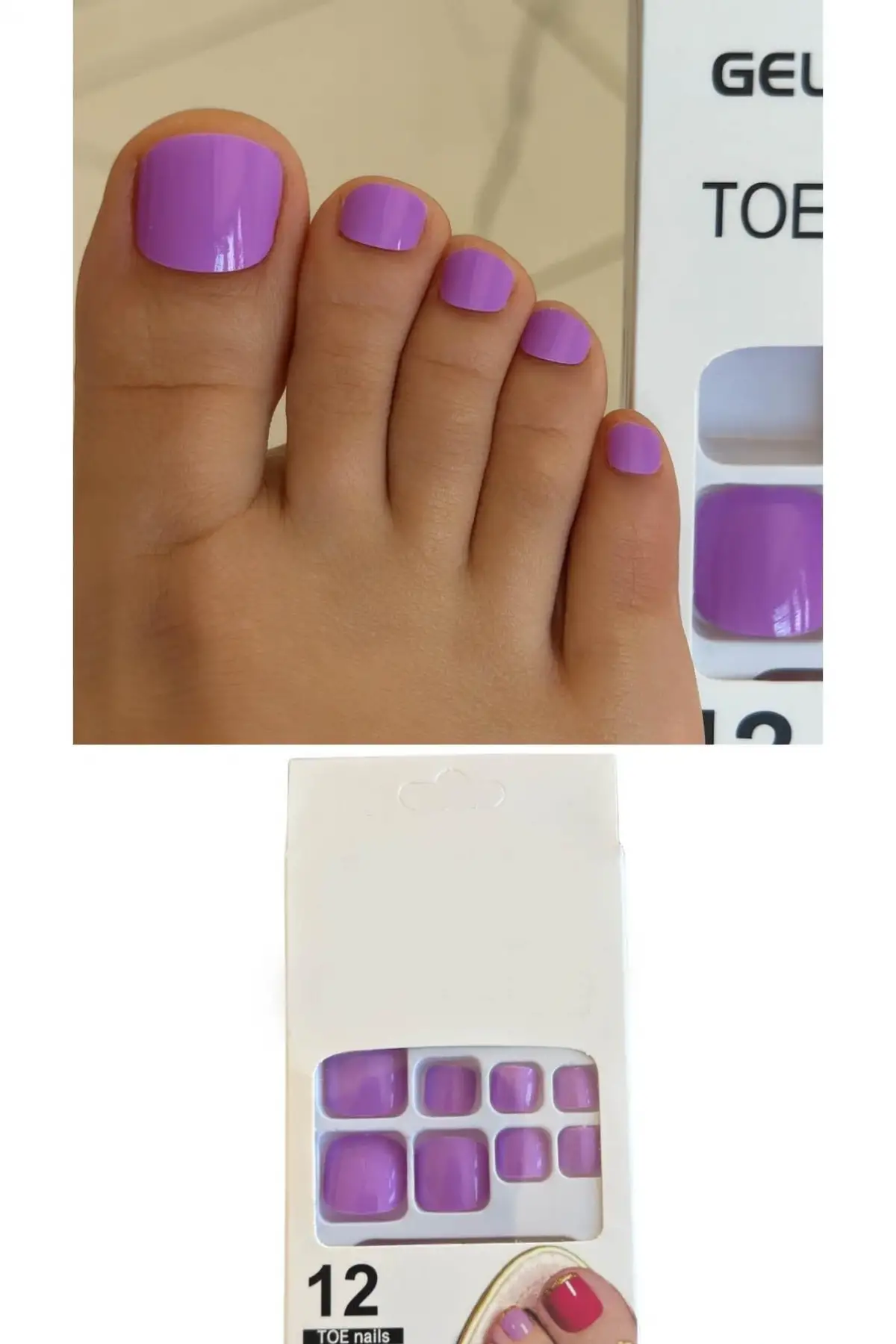 12li Lila Renk Takma Tırnak Set (Yapıştırıcılı)