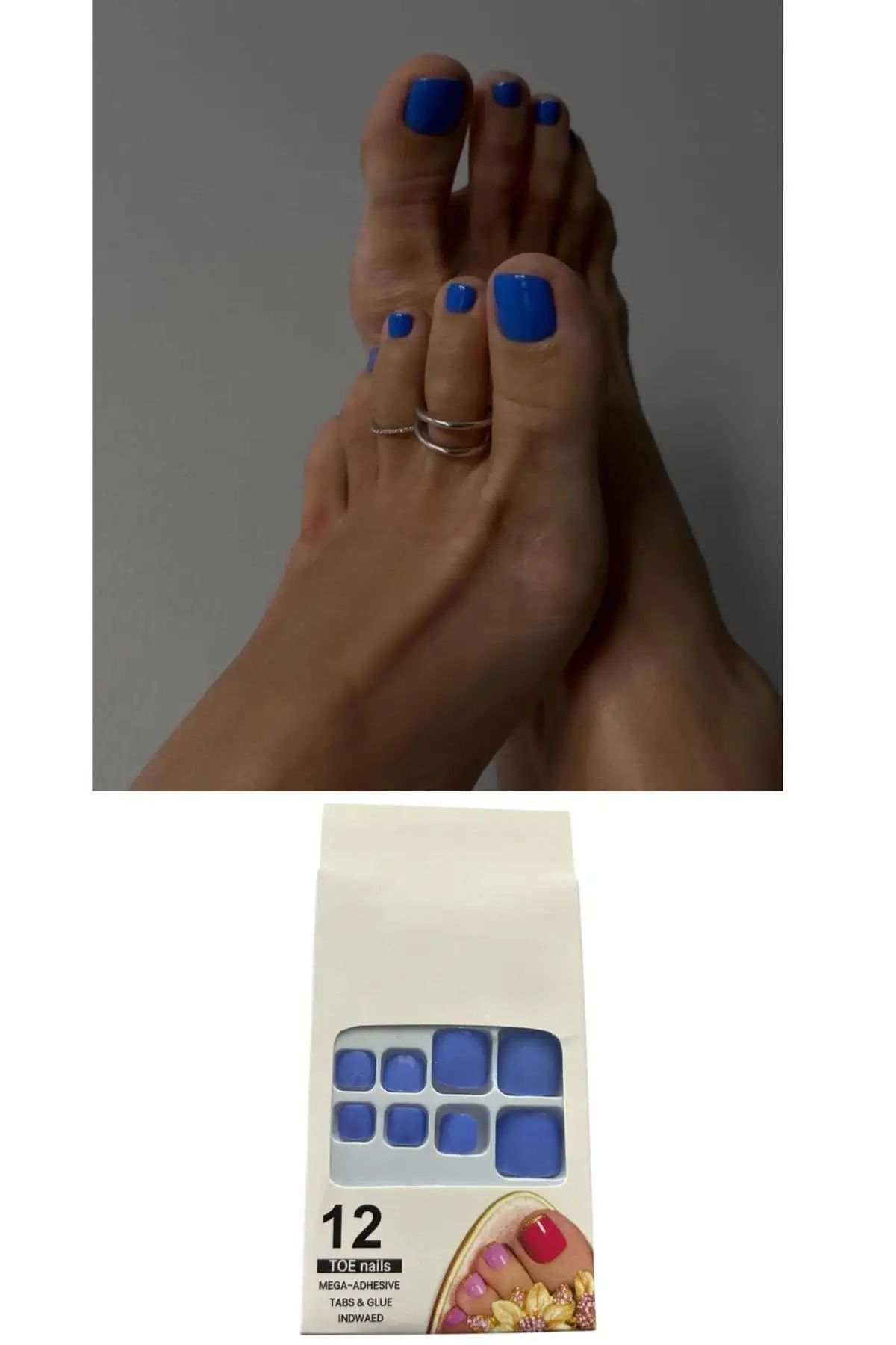 12li Mavi Renk Takma Tırnak Set (Yapıştırıcılı)