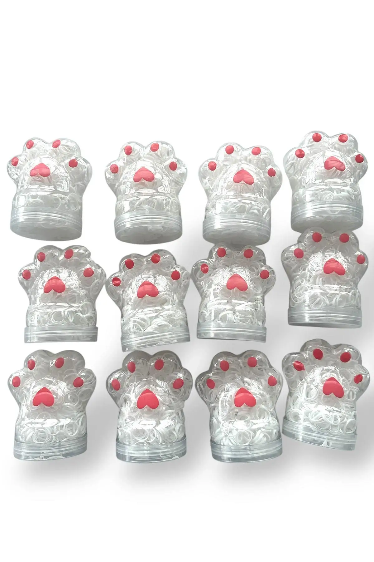 12li Pati Figürlü Beyaz Renk Perma Lastik Toka Set