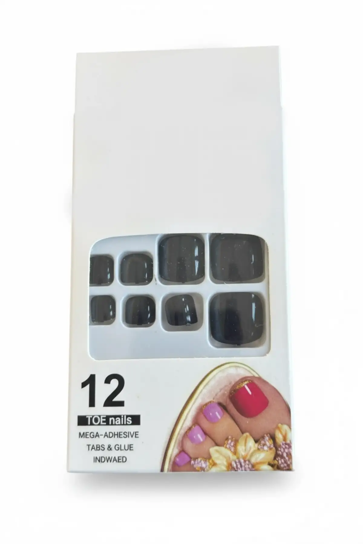 12li Siyah Renk Takma Tırnak Set (Yapıştırıcılı)