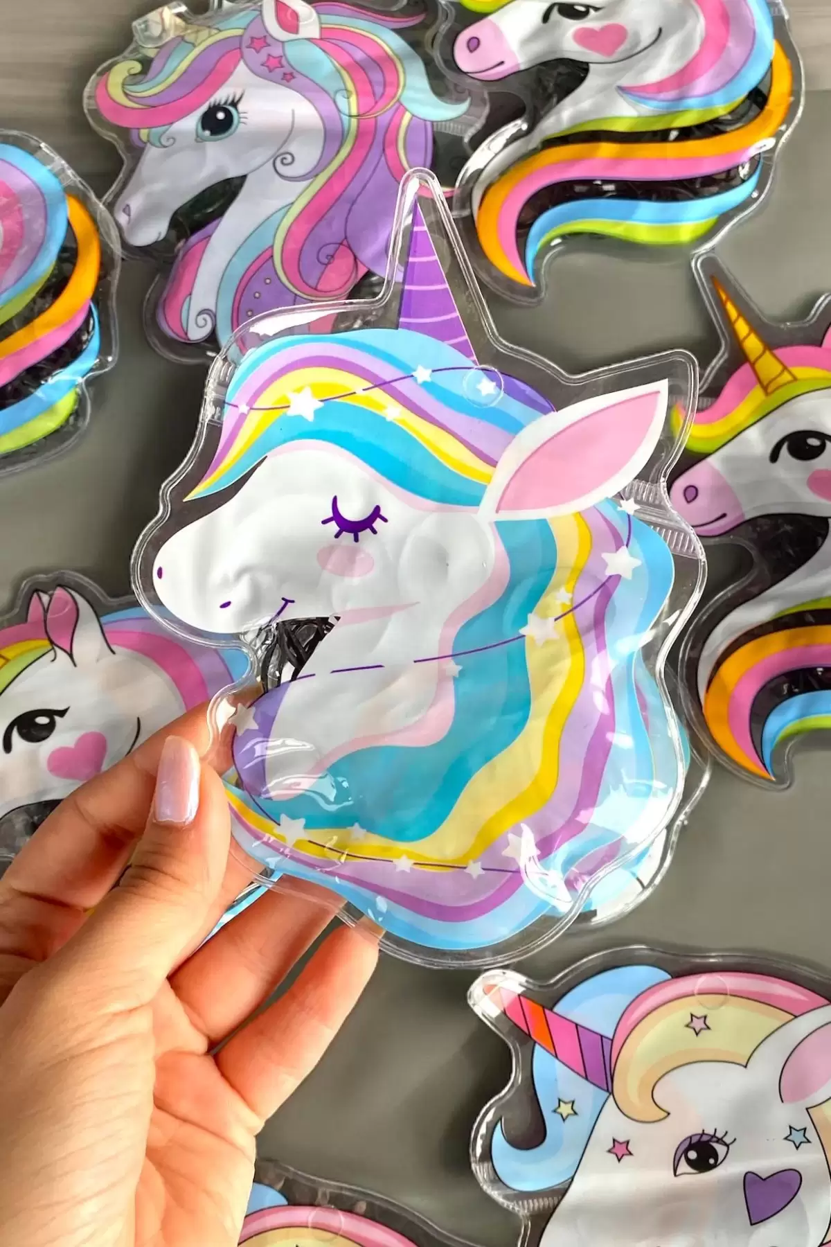 12li Siyah Renk Unicorn Figürlü Lastik Toka Set