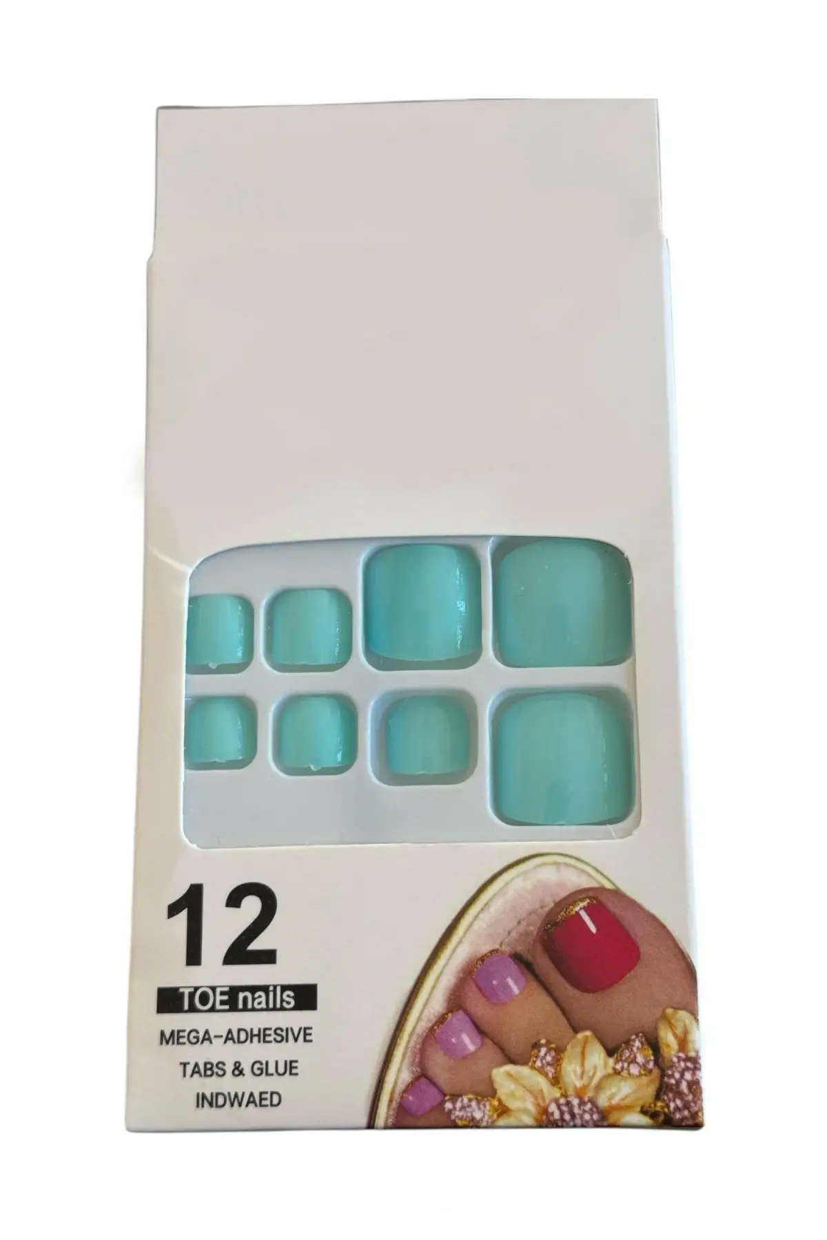 12li Turkuaz Renk Takma Tırnak Set (Yapıştırıcılı)