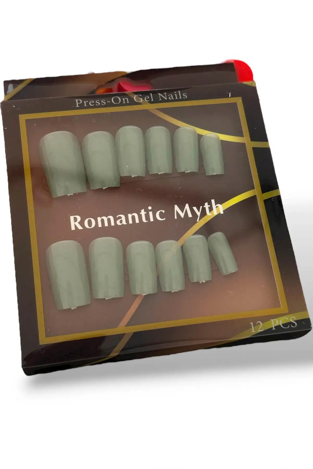 12li Yeşil Renk Kedi Gözü Yansımal Takma Tırnak Set (Yapıştırıcılı)