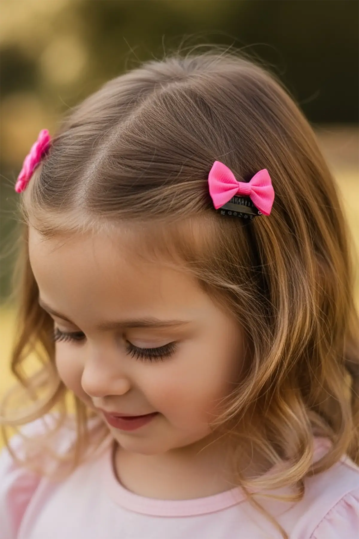 2li Fuşya Renk Kurdele Figürlü Saçsız Bebek Tokası