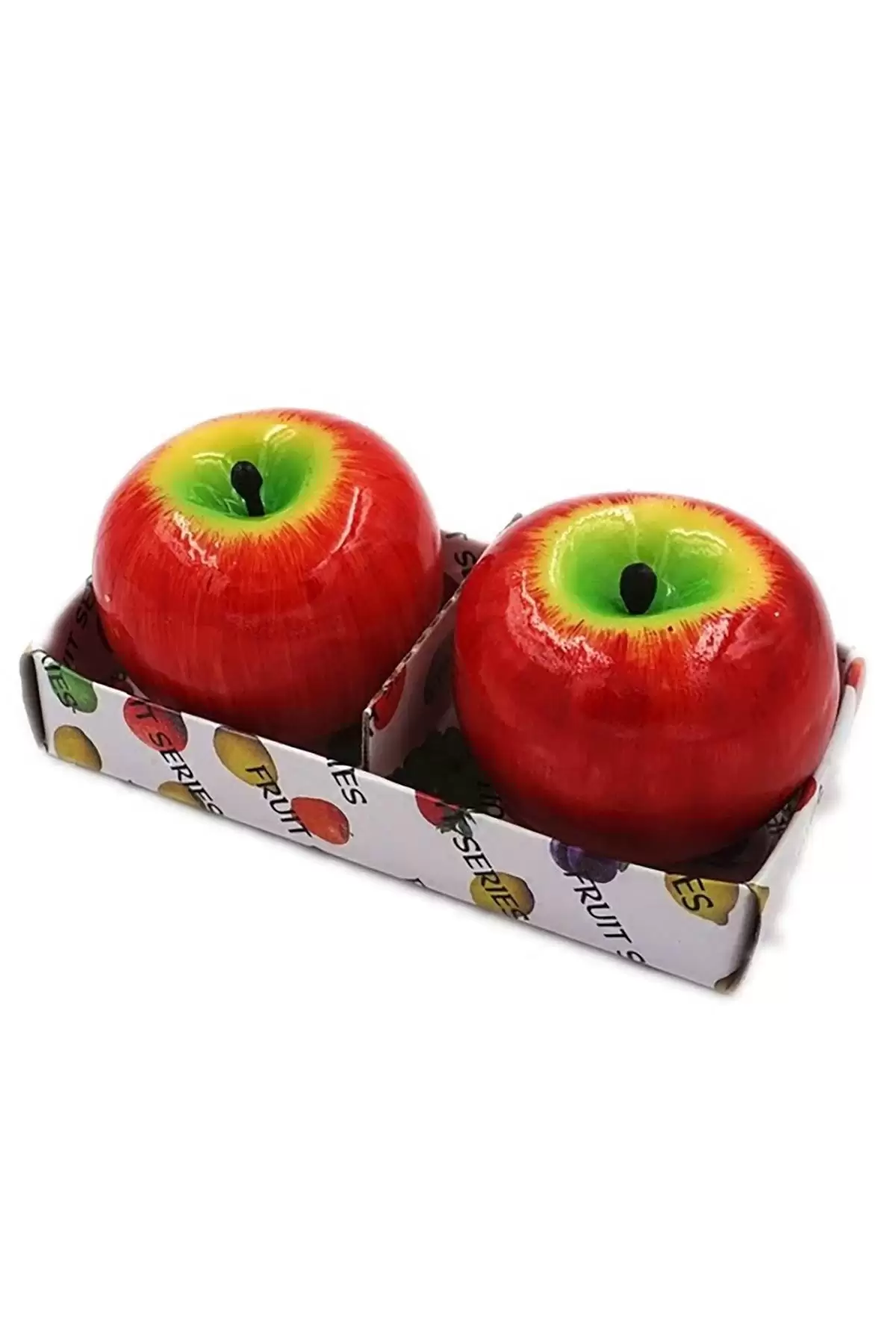 2li Kırmızı Renk Elma Figürlü Dekoratif Mum