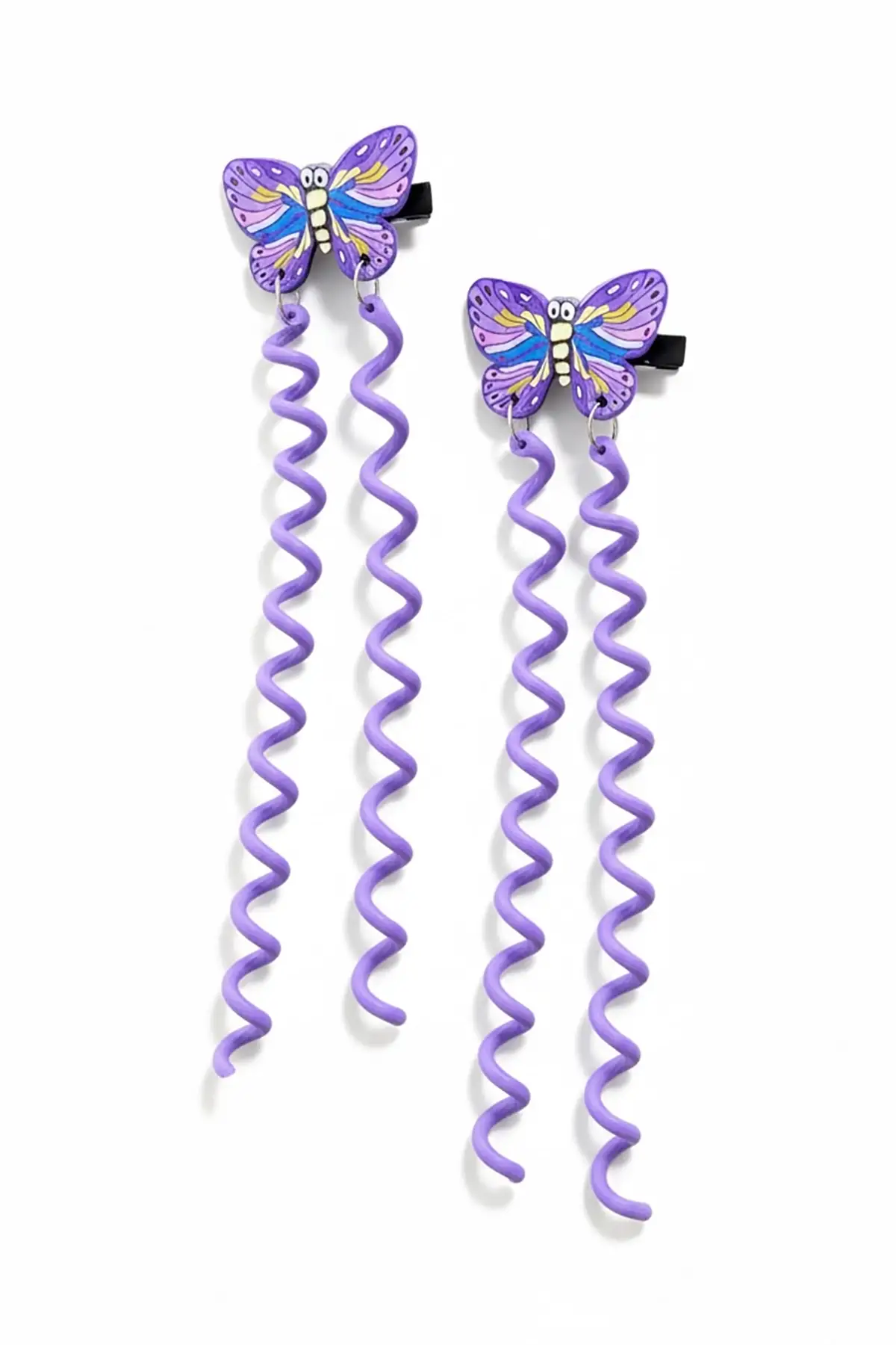 2li Lila Renk Kelebek Figürlü Çocuk Yan Toka