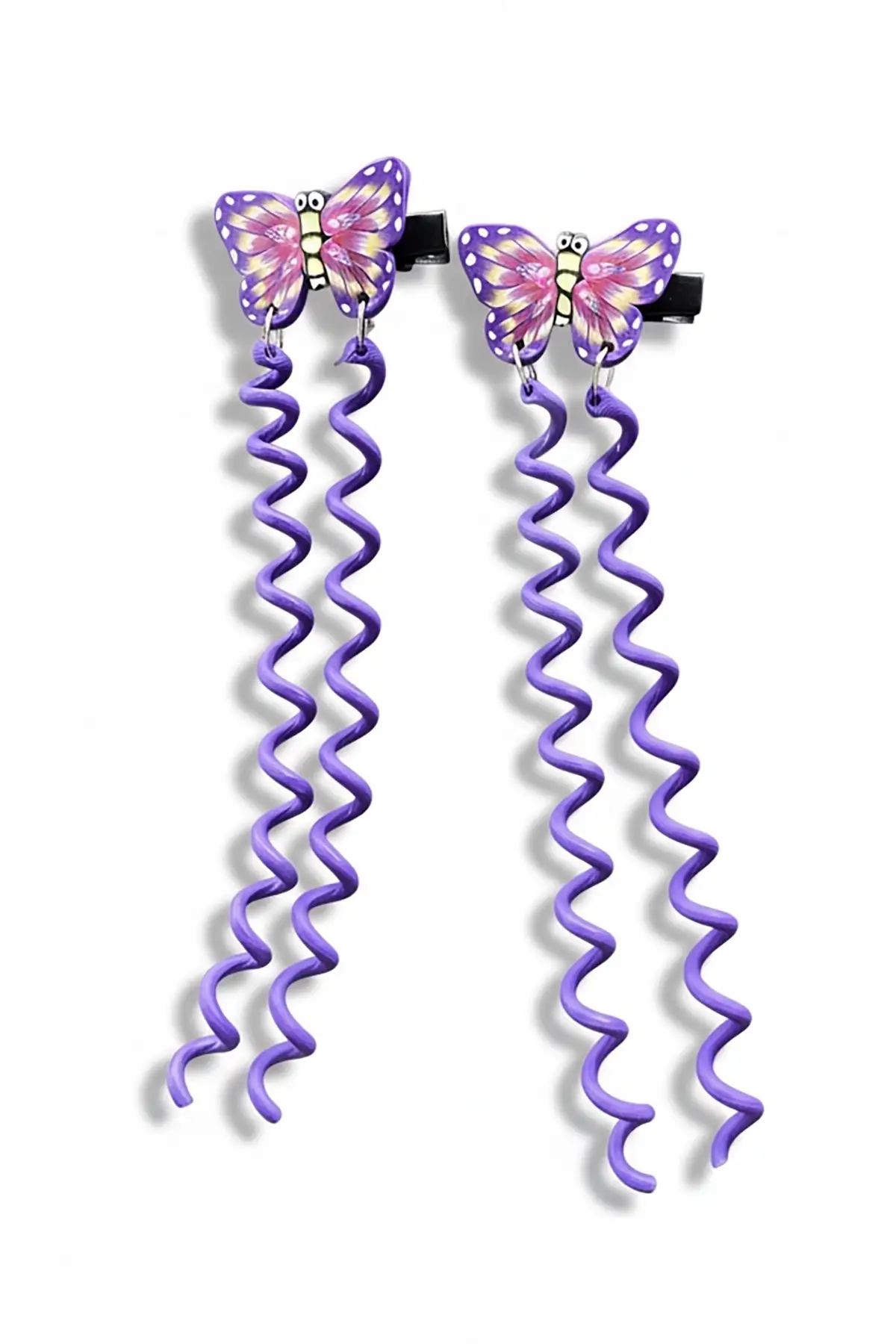 2li Mor Renk Kelebek Figürlü Çocuk Yan Toka