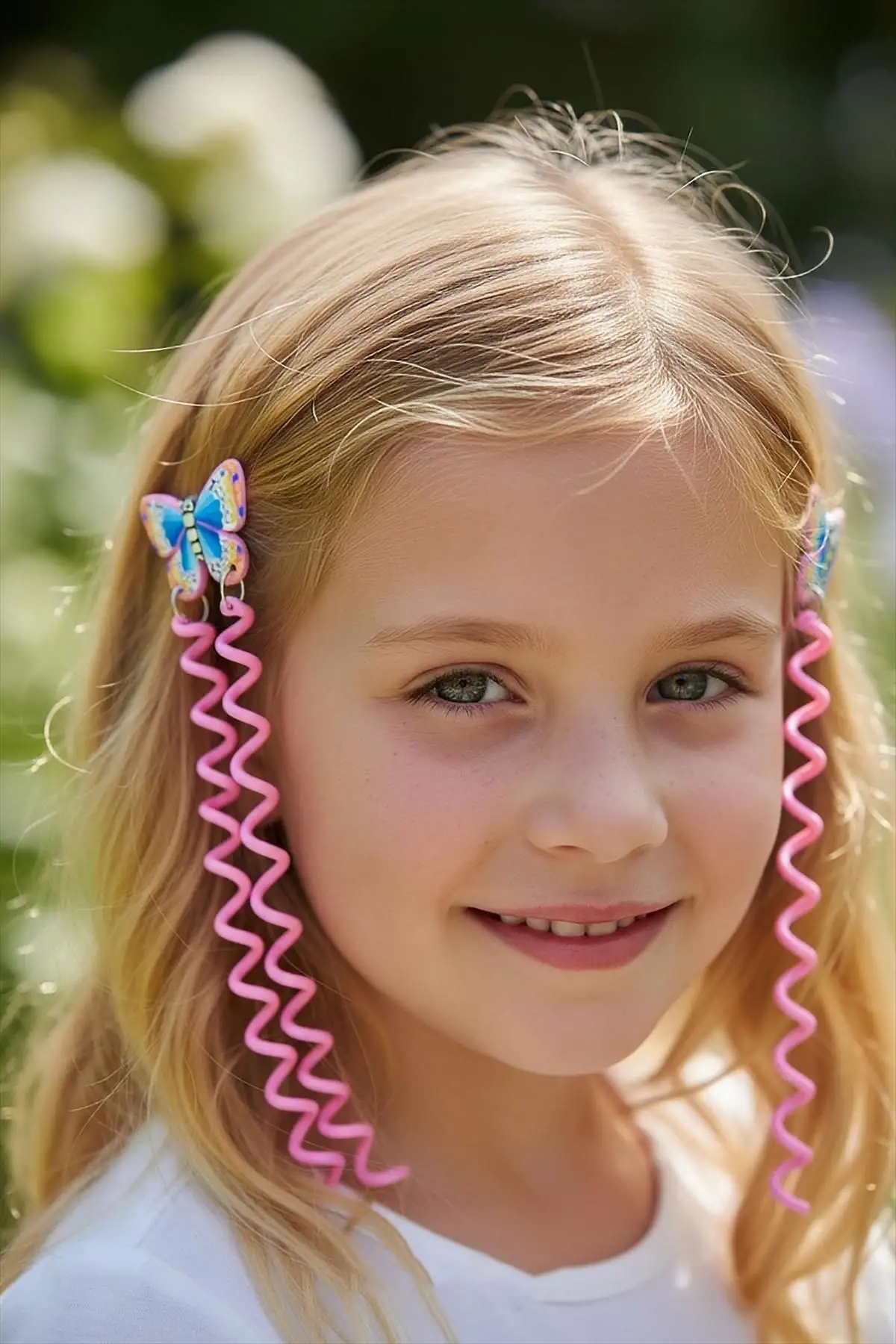 2li Pembe Renk Kelebek Figürlü Çocuk Yan Toka