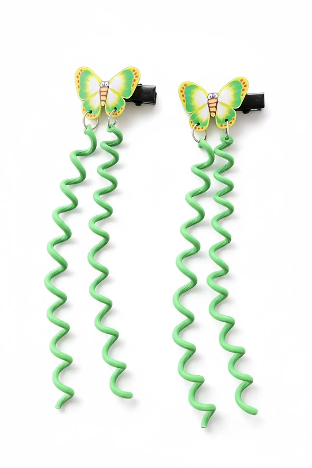 2li Yeşil Renk Kelebek Figürlü Çocuk Yan Toka