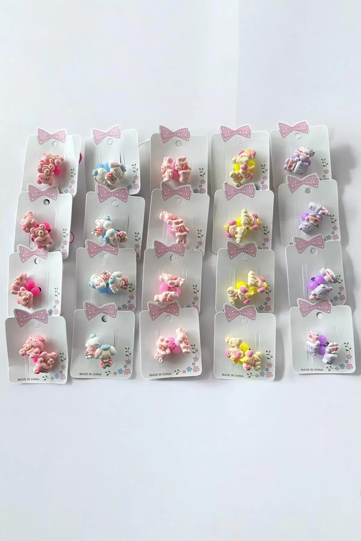 20li Karışık Renk Hayvan Figürlü Lastik Toka Set