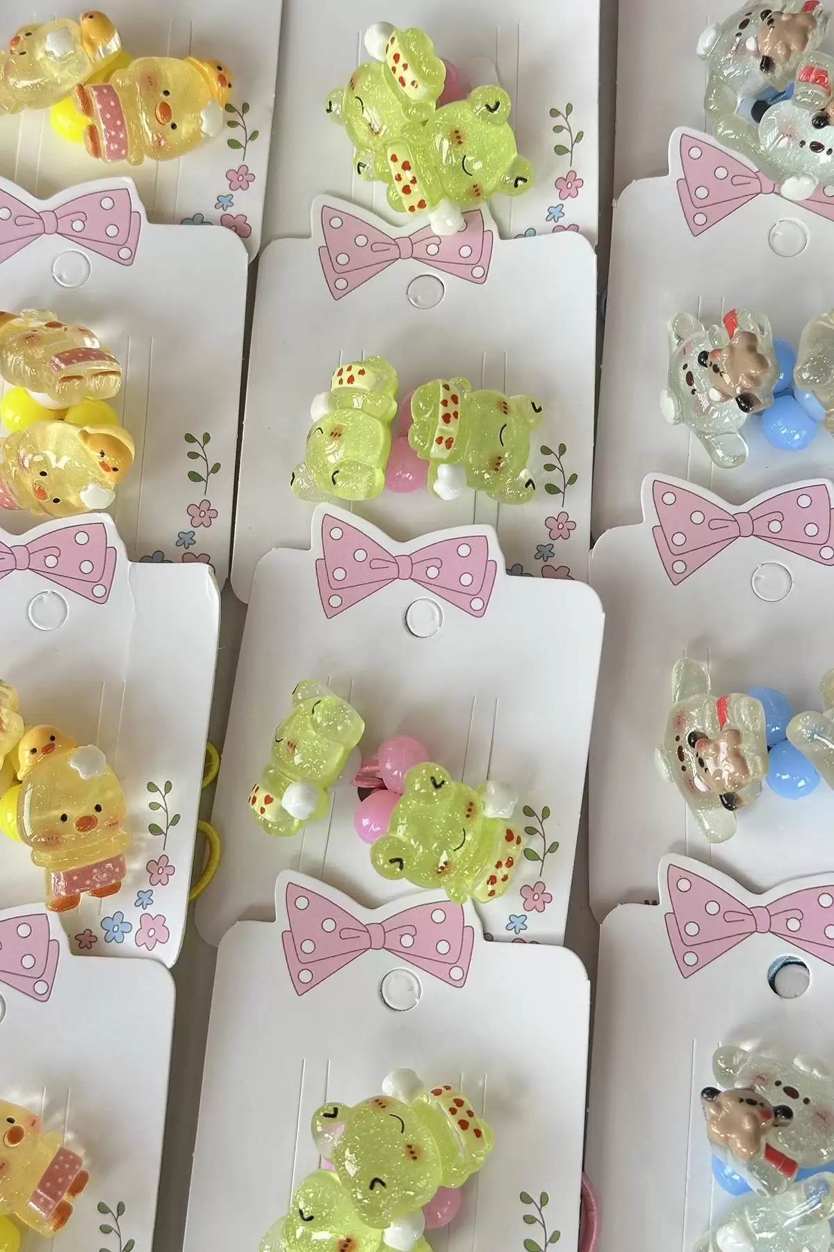 20li Karışık Renk Hayvan Figürlü Lastik Toka Set