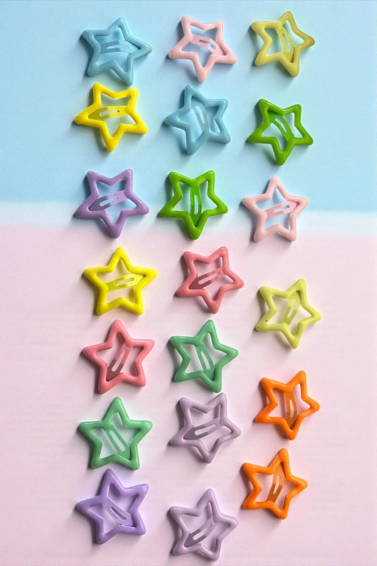 20li Karışık Renk Yıldız Figürlü Yan Toka