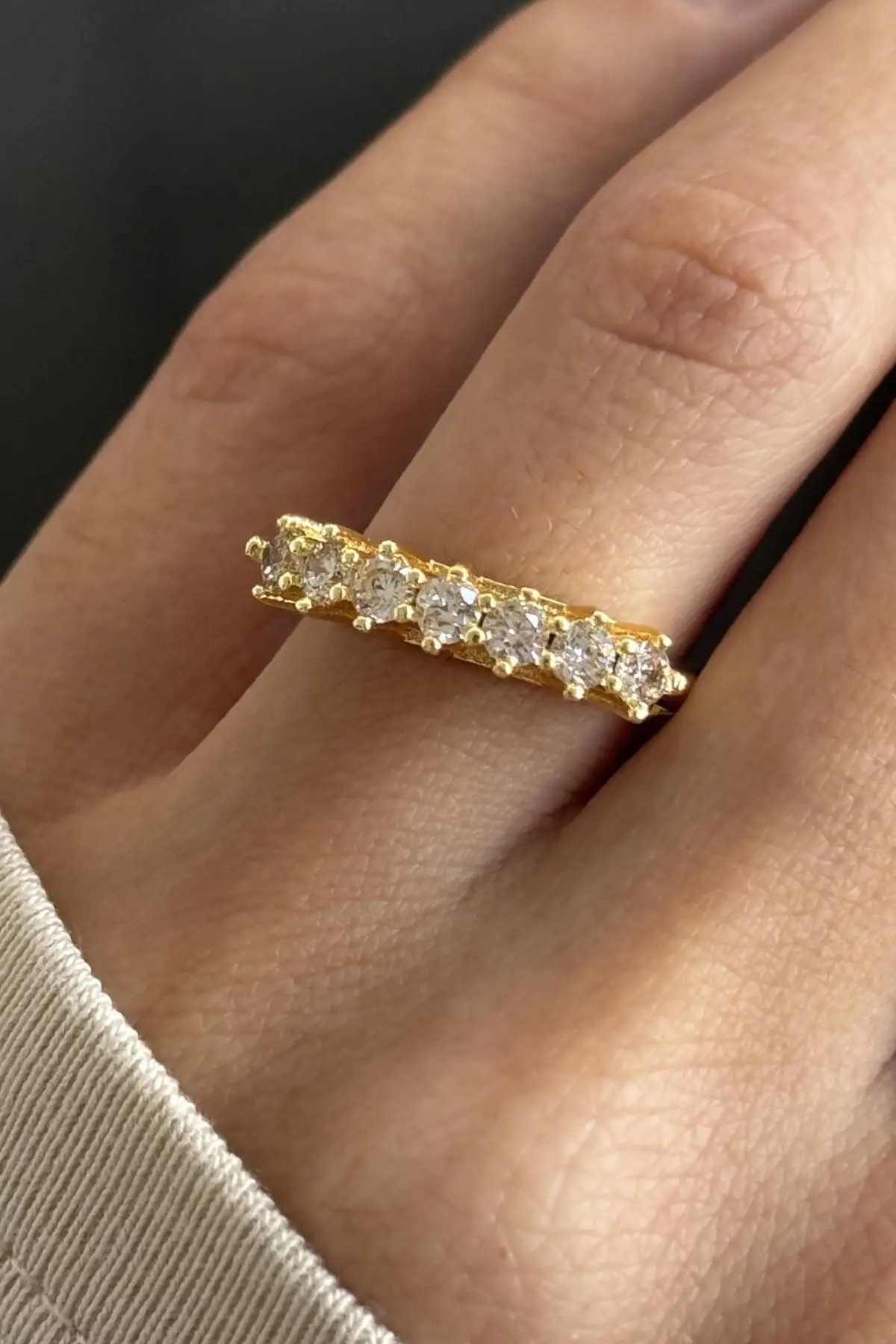 24lü Altın Renk Beştaş Detaylı Yüzük Set